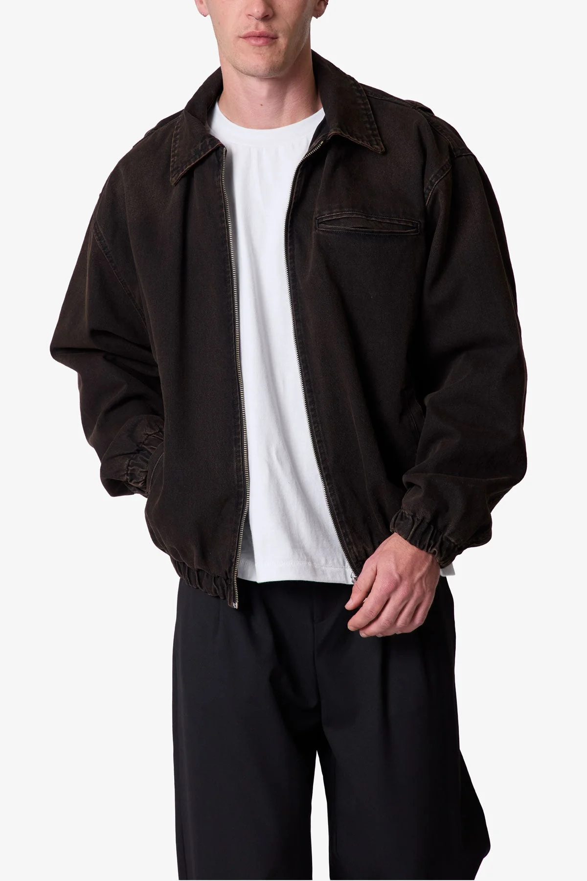 Collared Cinch jacket | Washed Black - Image 6