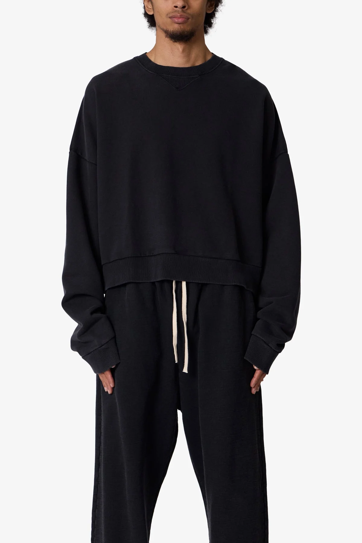 Cropped Crewneck | Washed Black - Image 2