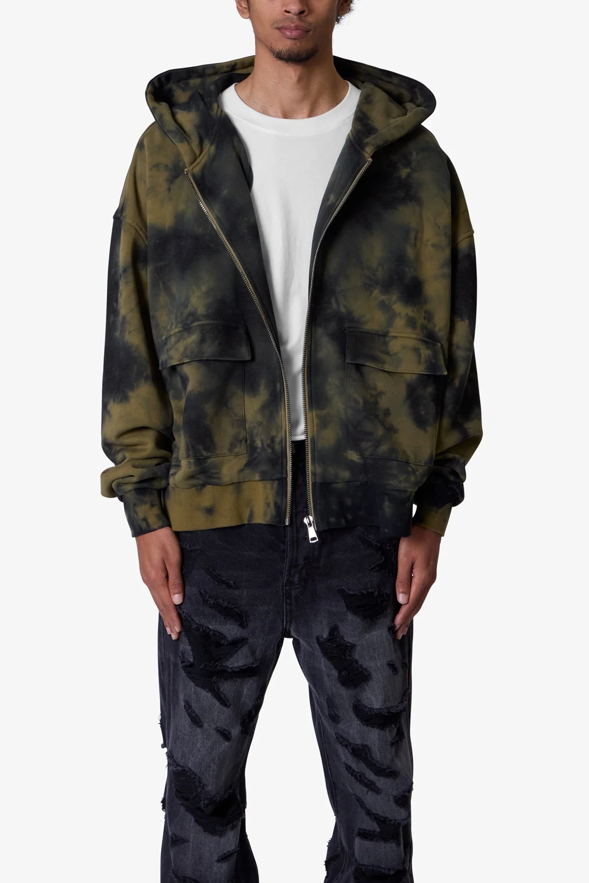 Crumple Tie Dye Hoodie | Olive - Image 2