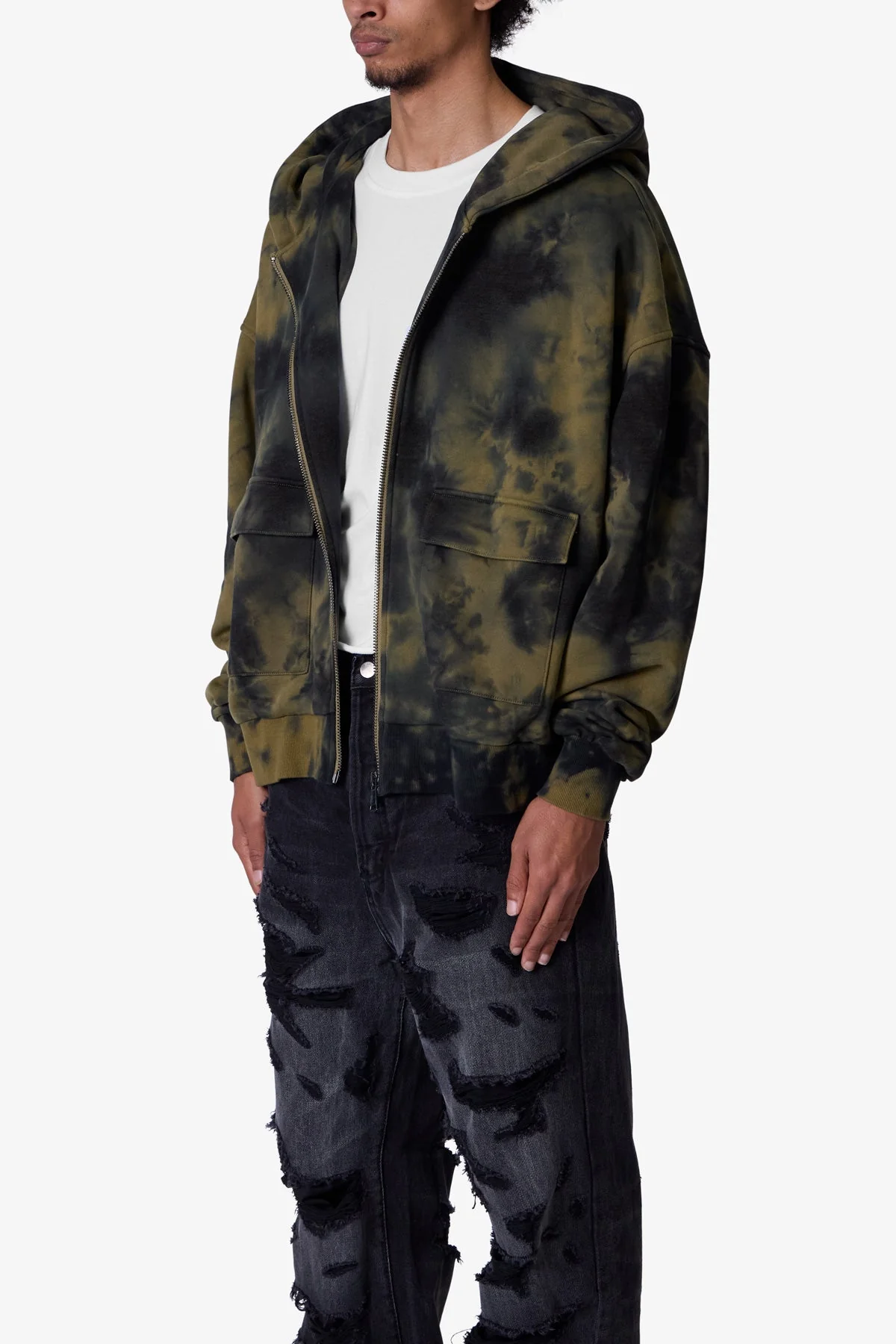 Crumple Tie Dye Hoodie | Olive - Image 3