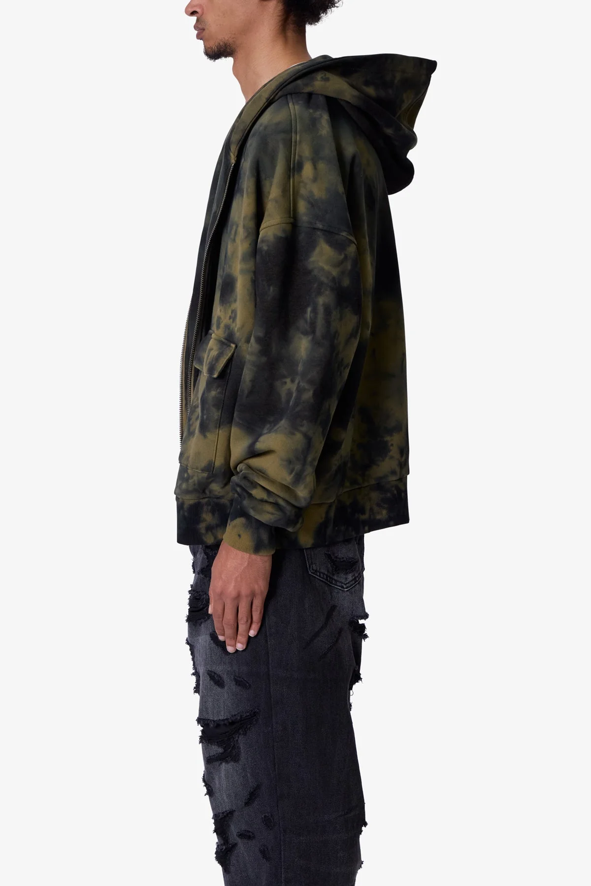 Crumple Tie Dye Hoodie | Olive - Image 4