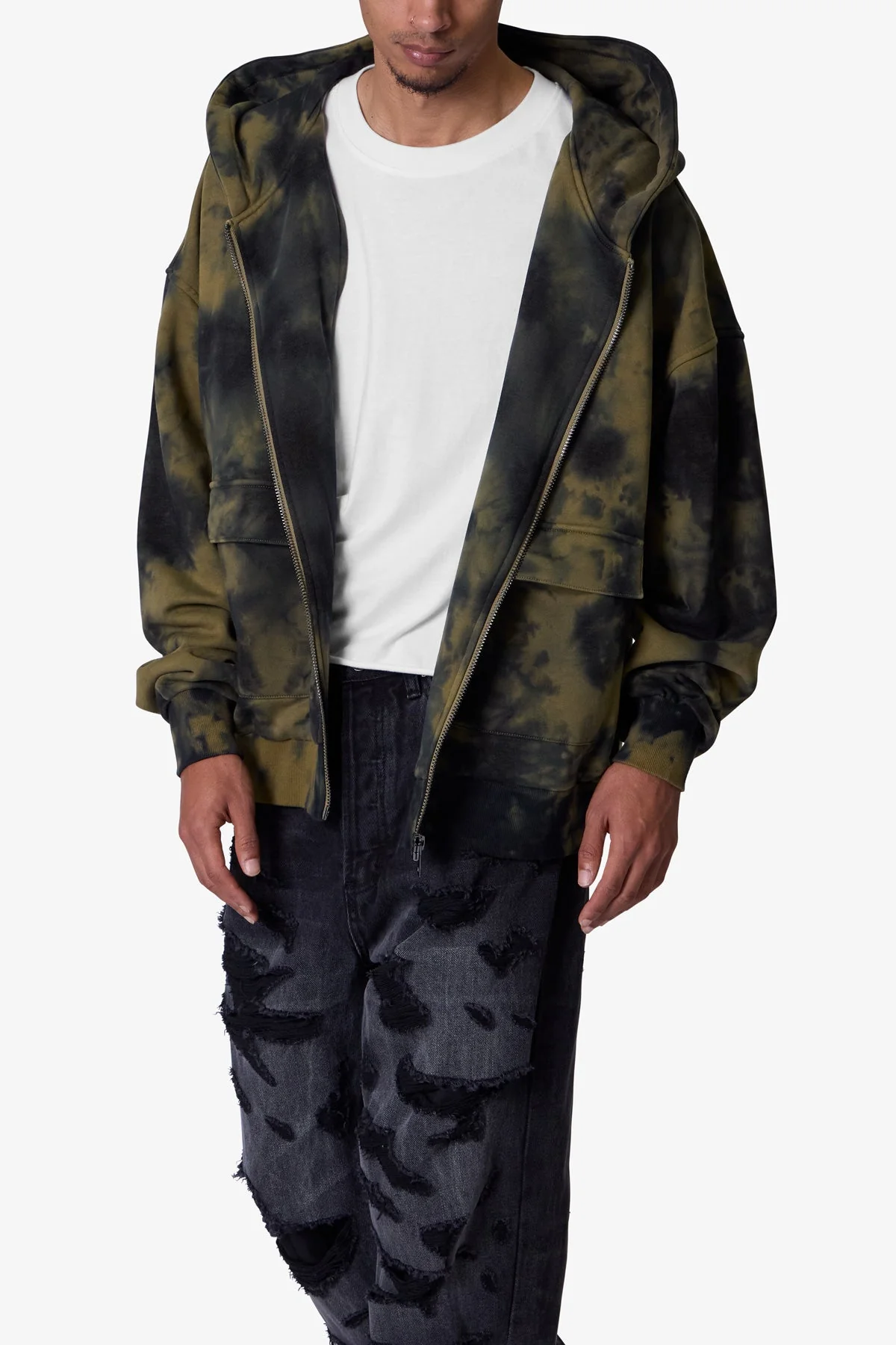 Crumple Tie Dye Hoodie | Olive - Image 6