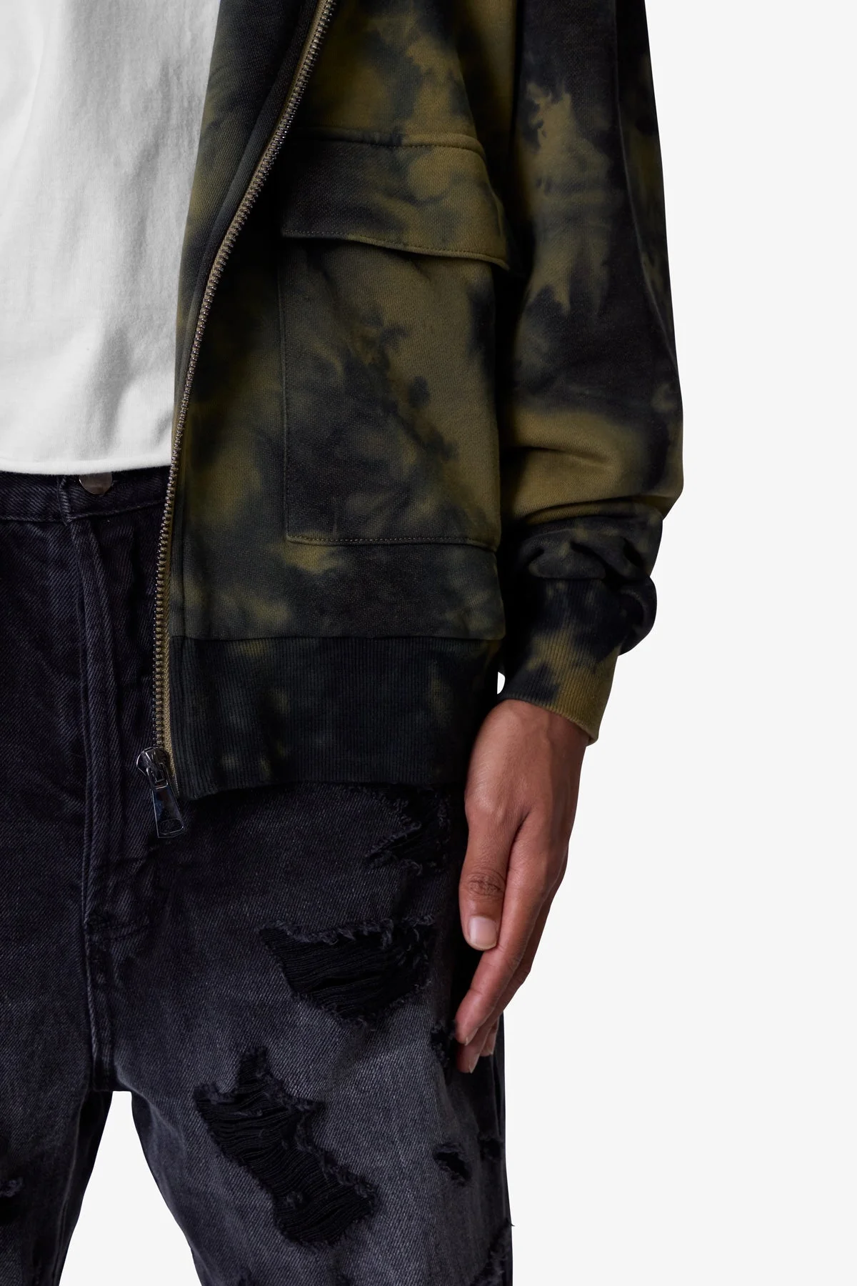 Crumple Tie Dye Hoodie | Olive - Image 7