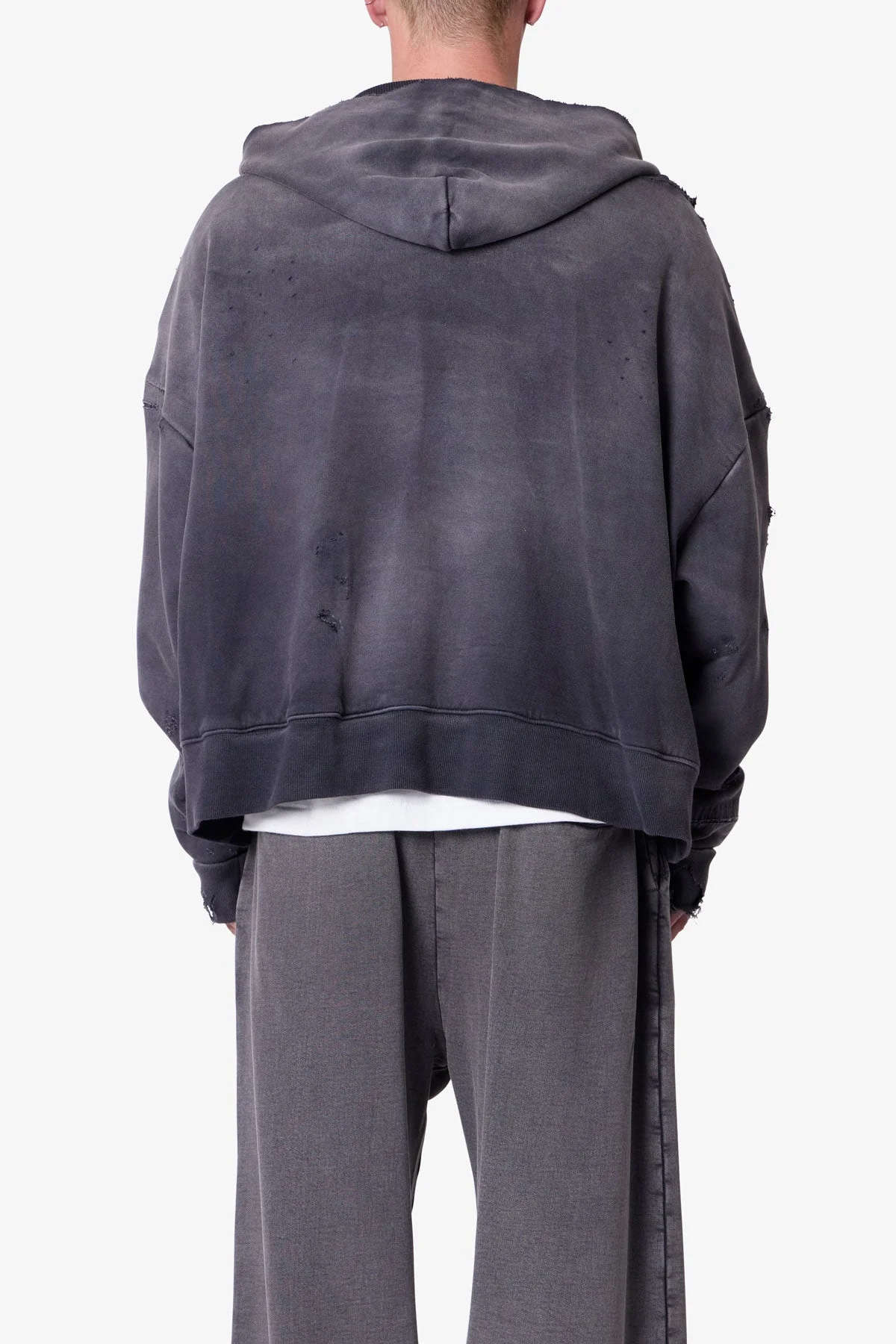 Distressed Thermal Lined Hoodie | Black - Image 5