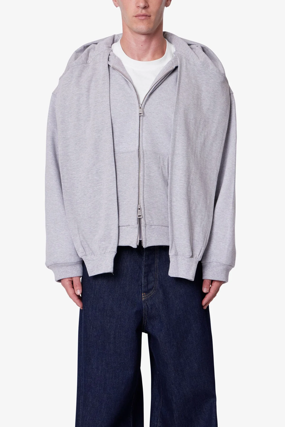 Double Layer Sleeve Scarf Hoodie | Grey - Image 2