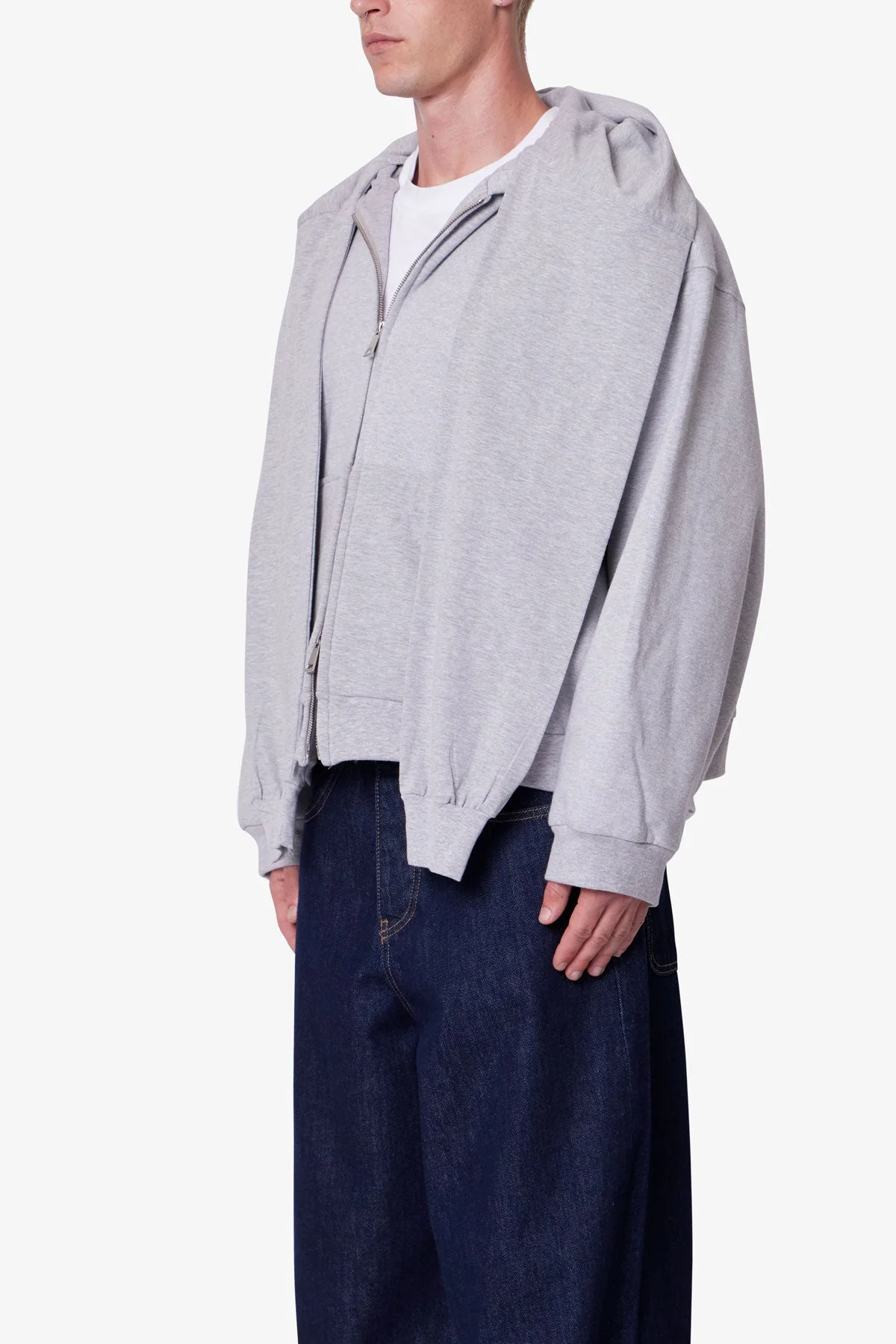 Double Layer Sleeve Scarf Hoodie | Grey - Image 3
