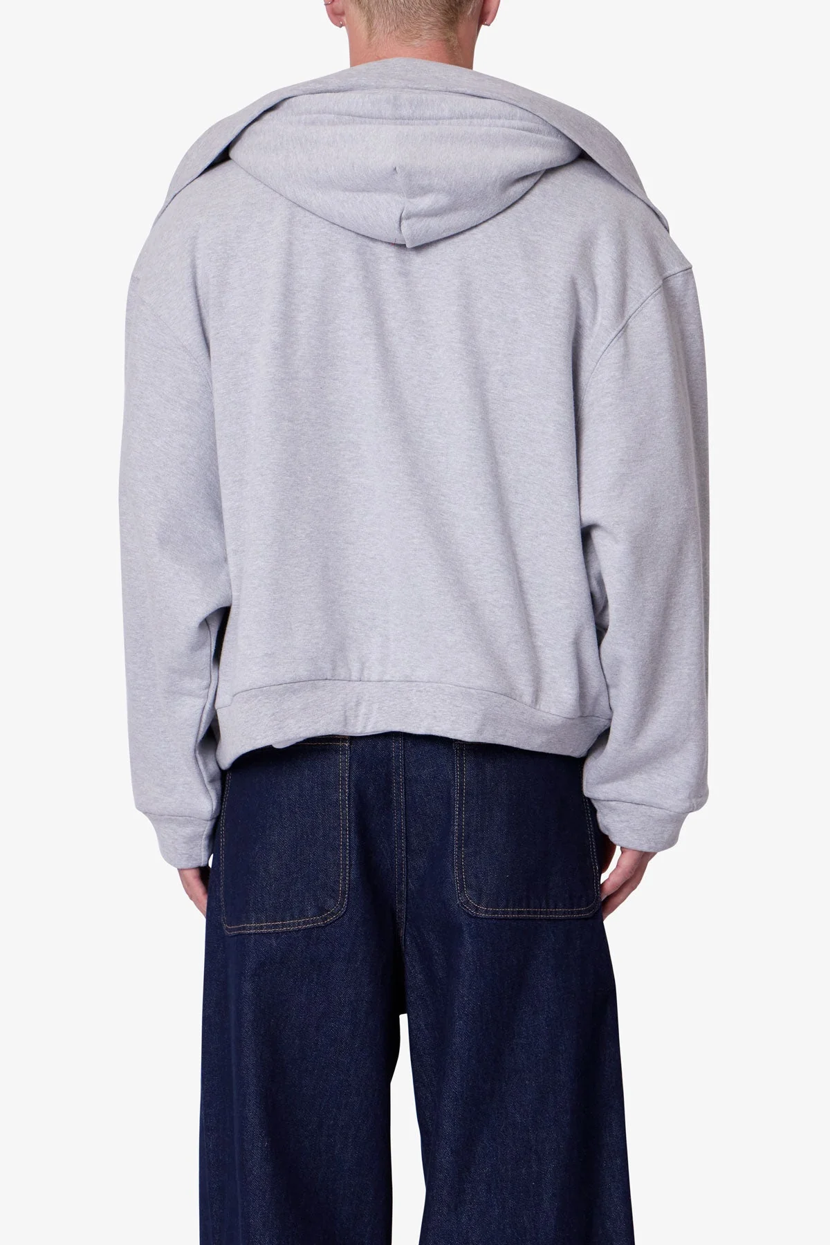 Double Layer Sleeve Scarf Hoodie | Grey - Image 5