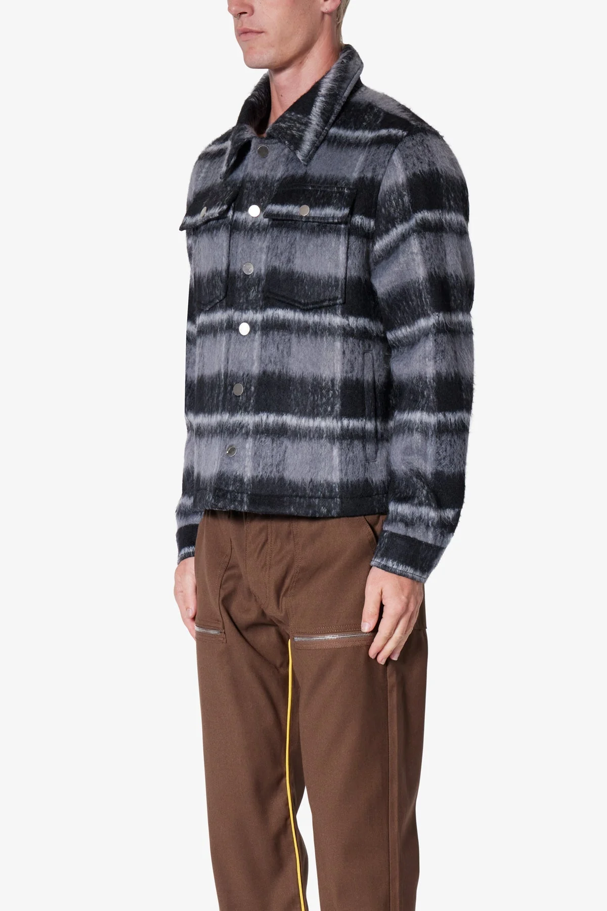 Brushed Flannel Jacket | Black/Grey - Image 3