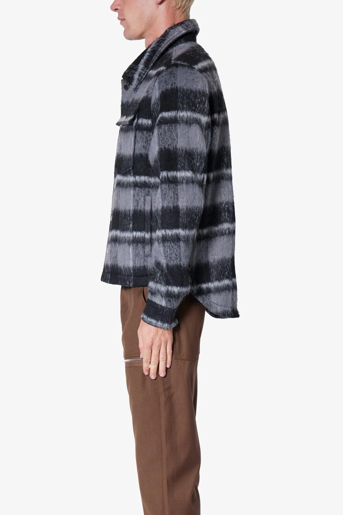 Brushed Flannel Jacket | Black/Grey - Image 4
