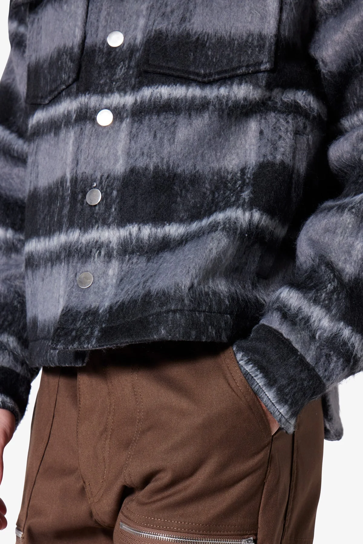 Brushed Flannel Jacket | Black/Grey - Image 7