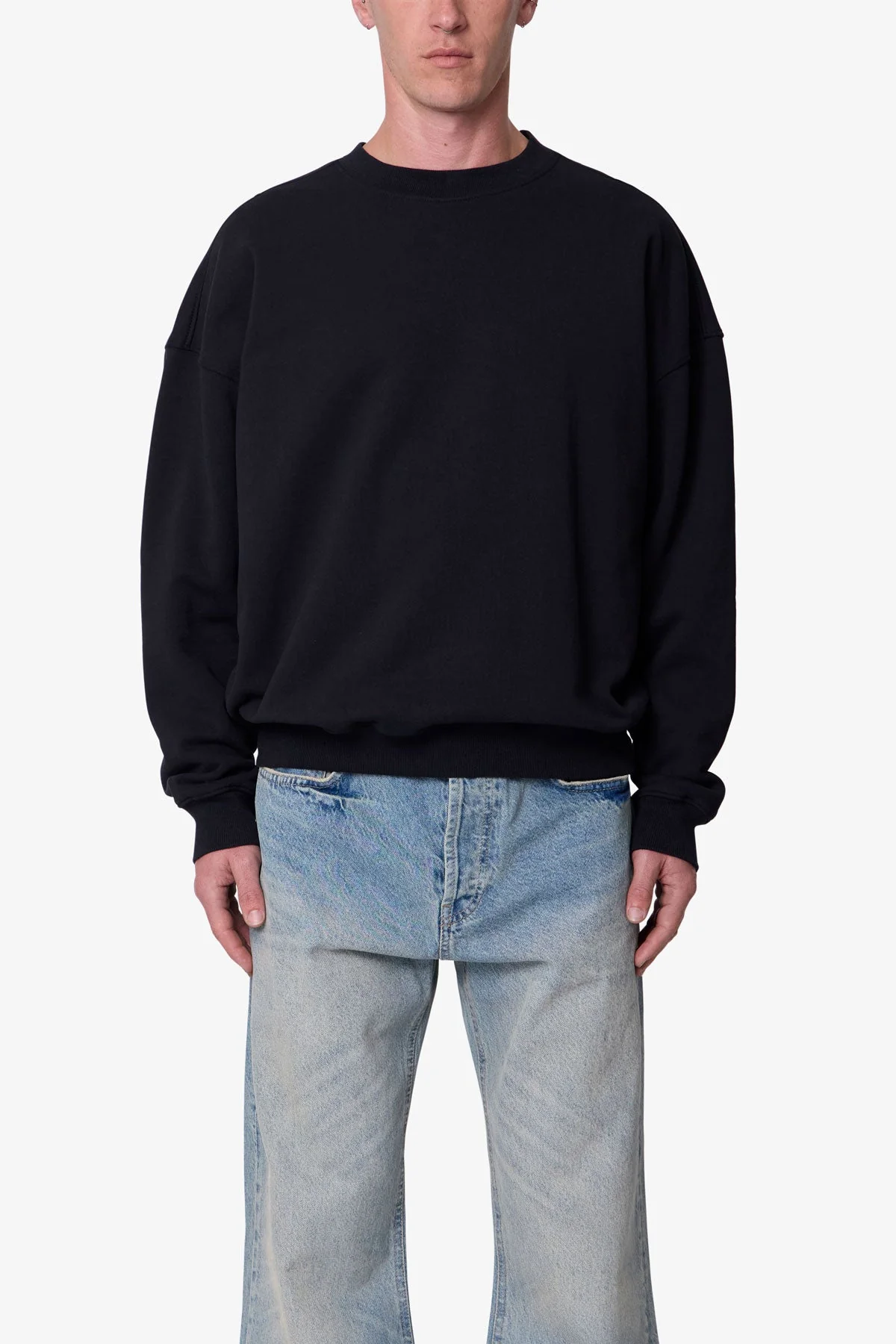 Heavy Basic Crewneck Sweater | Black - Image 2