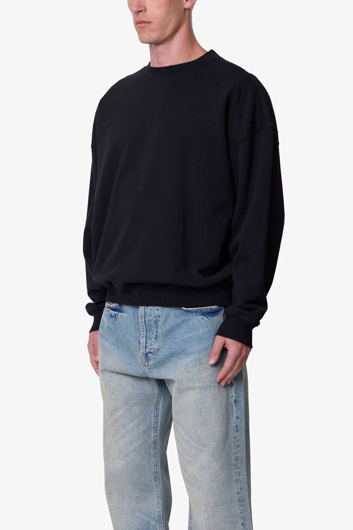 Heavy Basic Crewneck Sweater | Black - Image 3