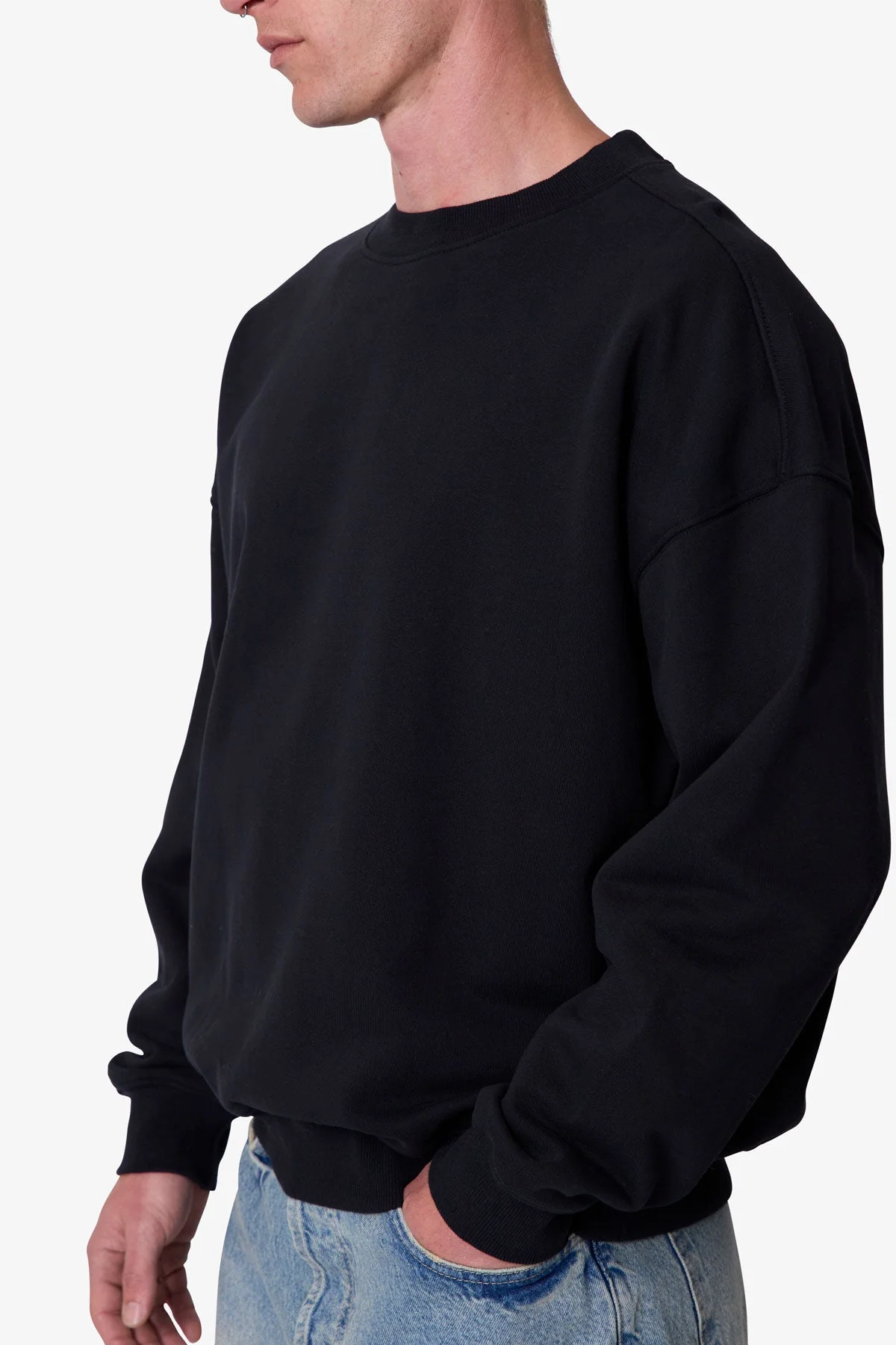 Heavy Basic Crewneck Sweater | Black - Image 7