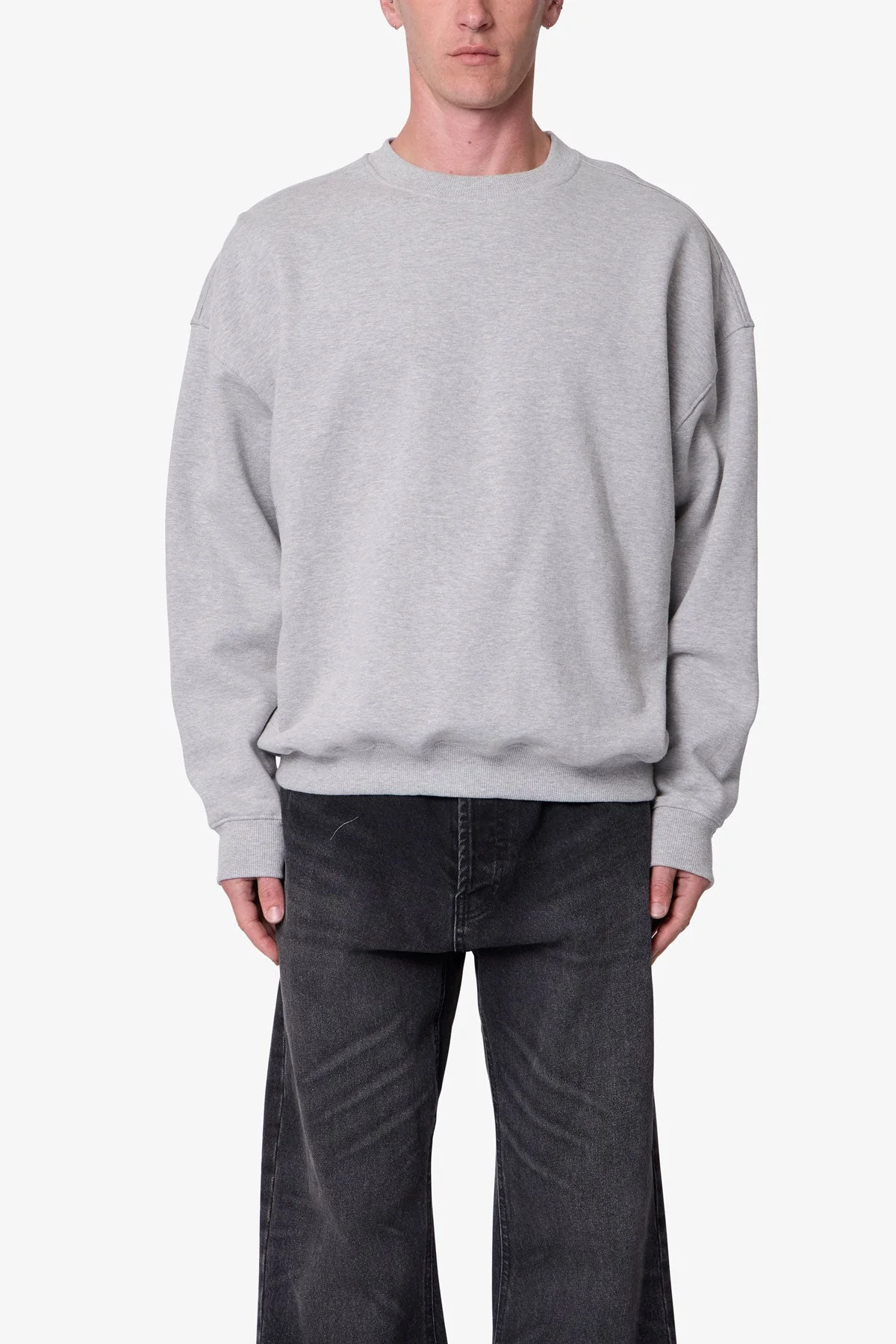 Heavy Basic Crewneck Sweater | Heather Grey - Image 2