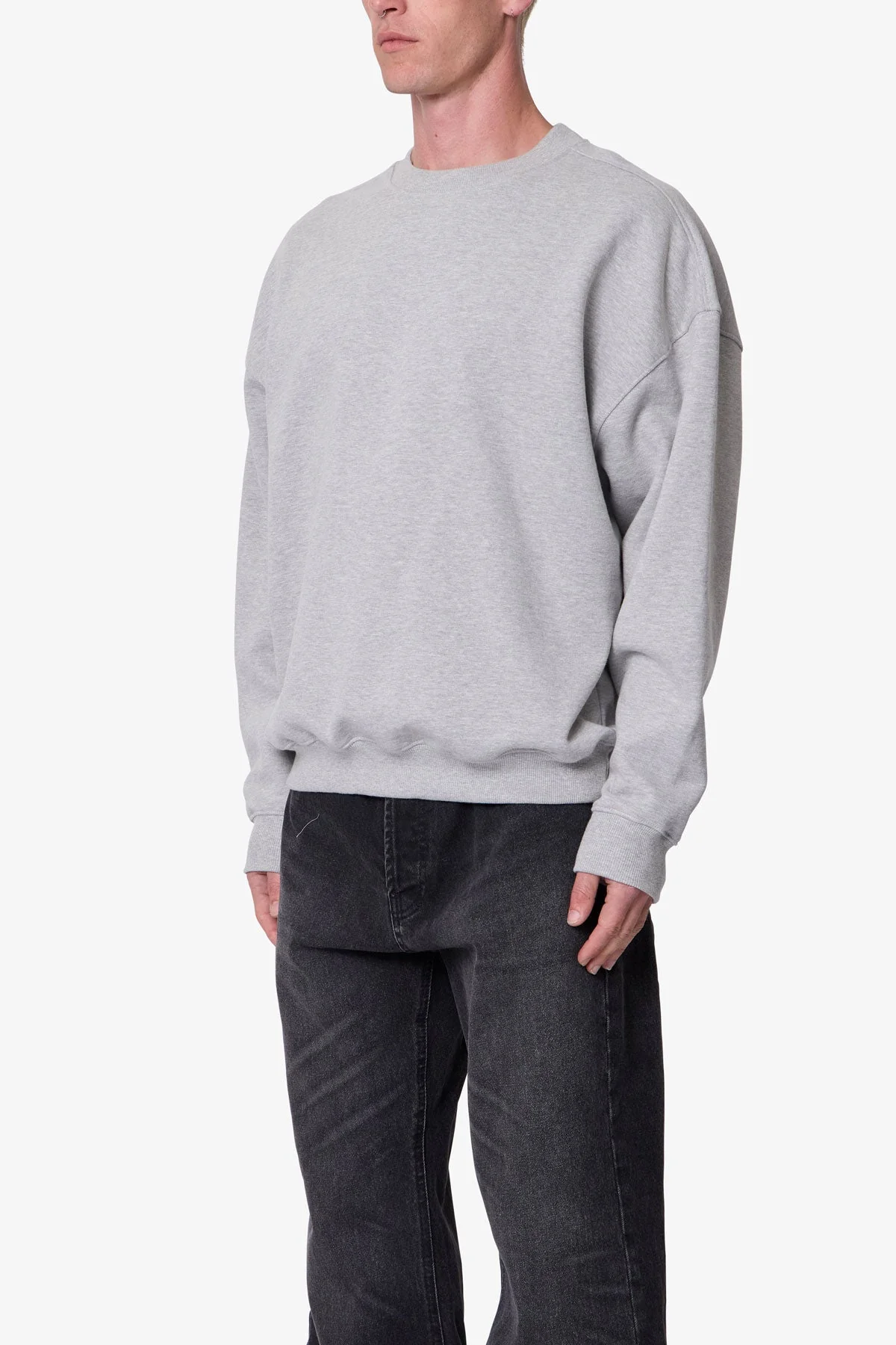 Heavy Basic Crewneck Sweater | Heather Grey - Image 3