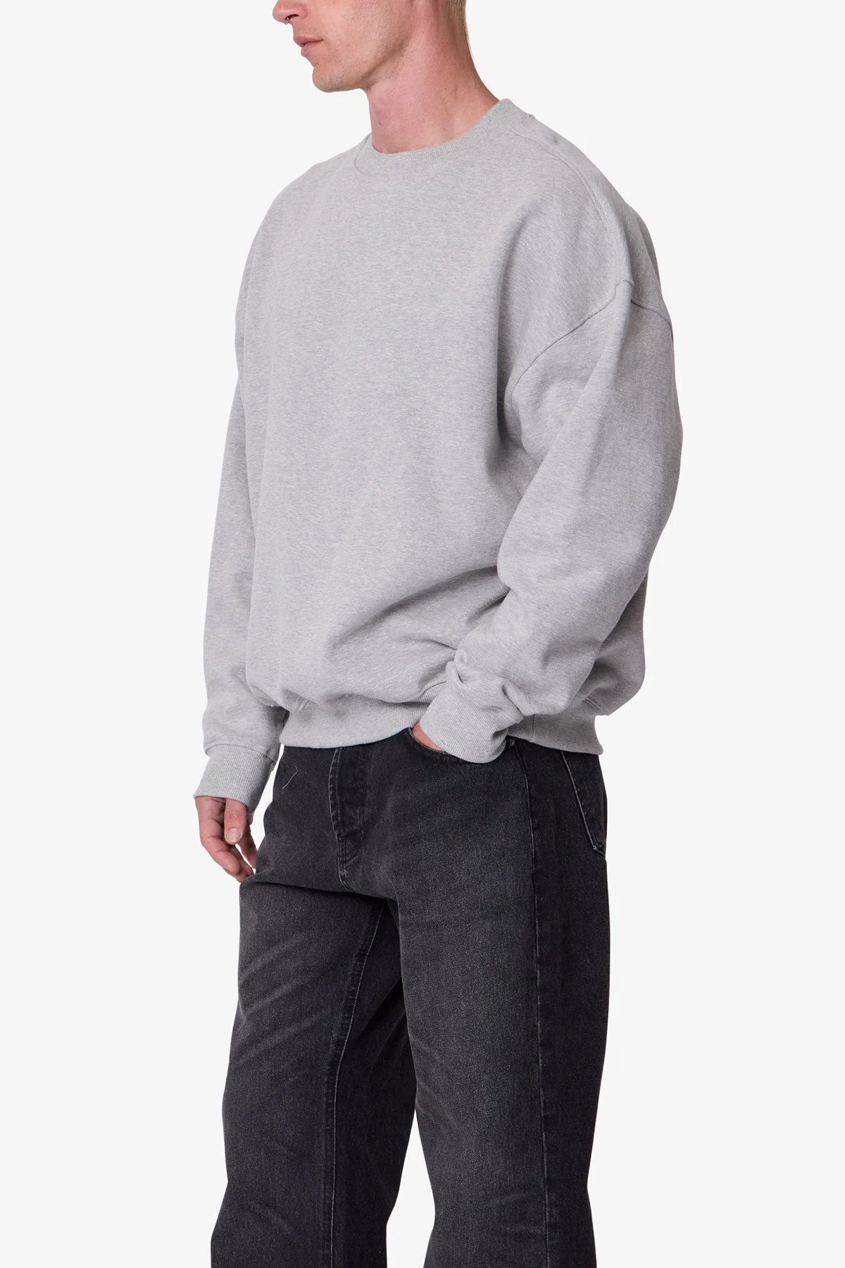 Heavy Basic Crewneck Sweater | Heather Grey - Image 6