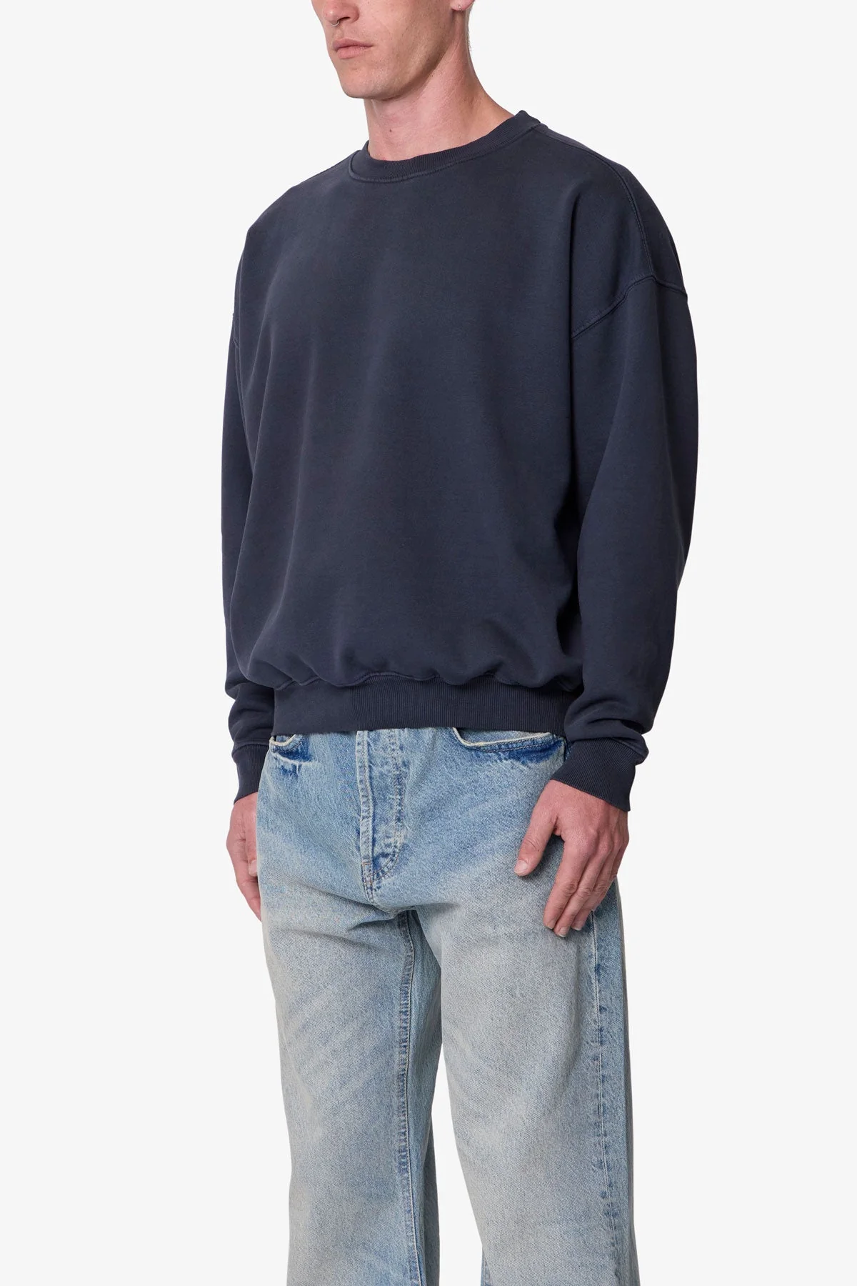Heavy Basic Crewneck Sweater | Washed Black - Image 3