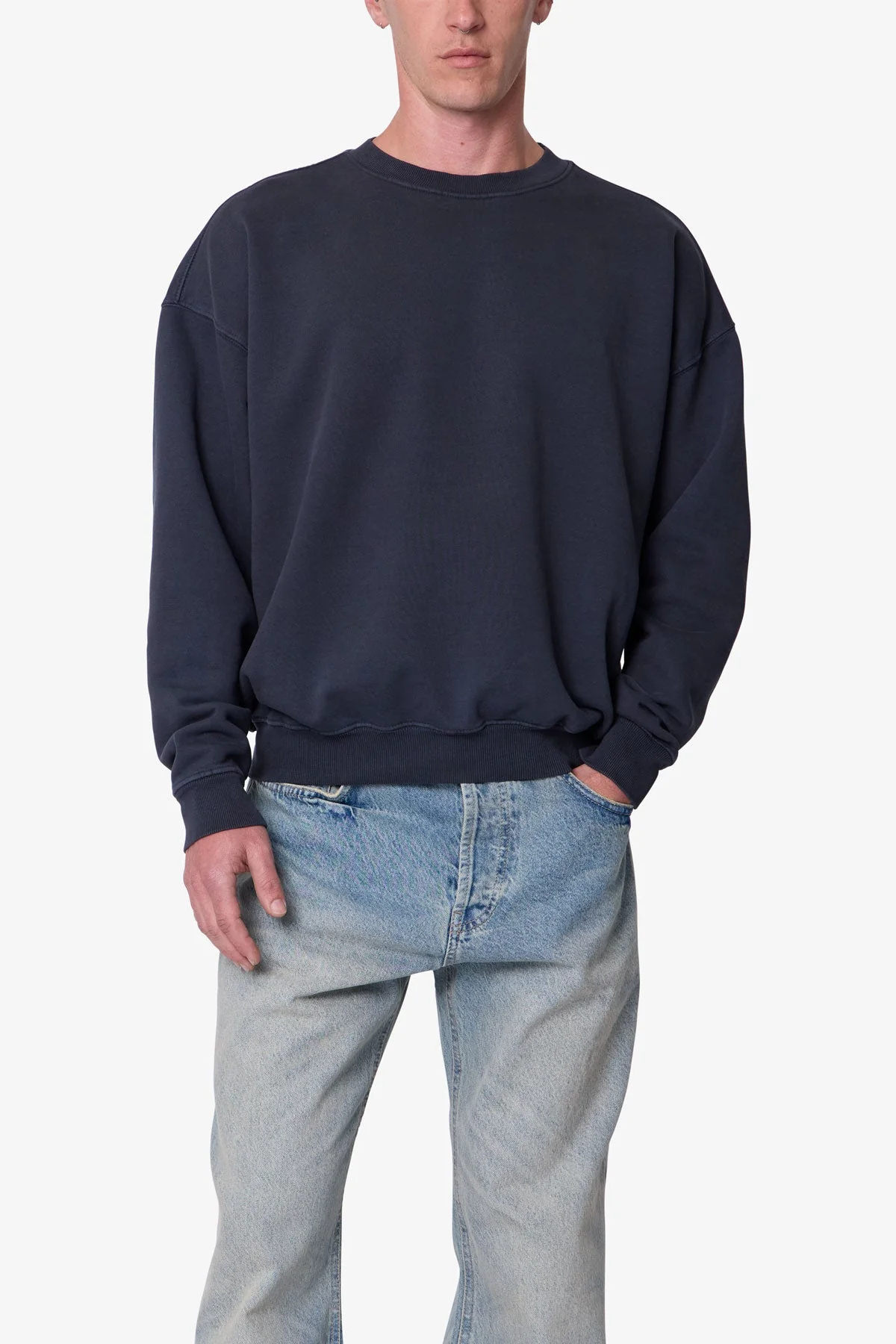 Heavy Basic Crewneck Sweater | Washed Black - Image 6