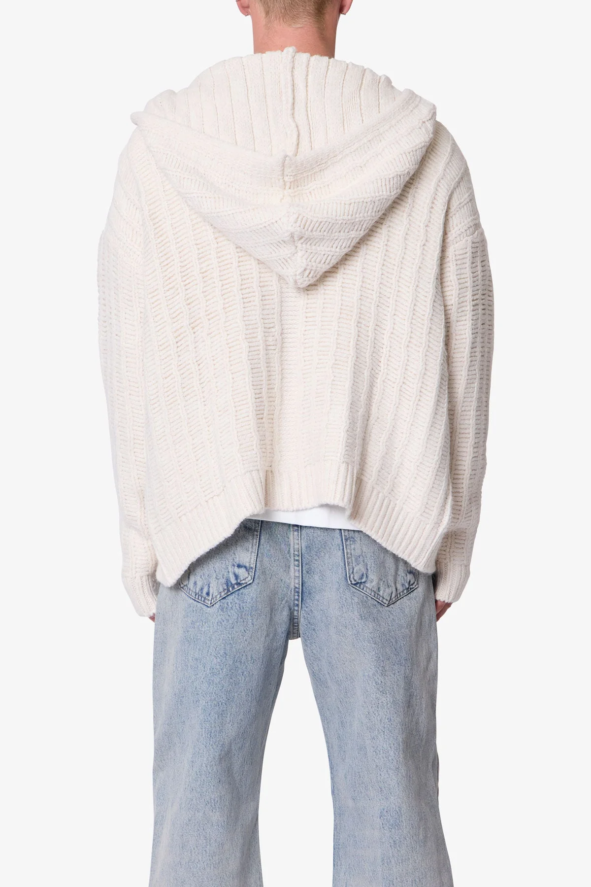Knit Zip Up Hoodie | Off White - Image 5
