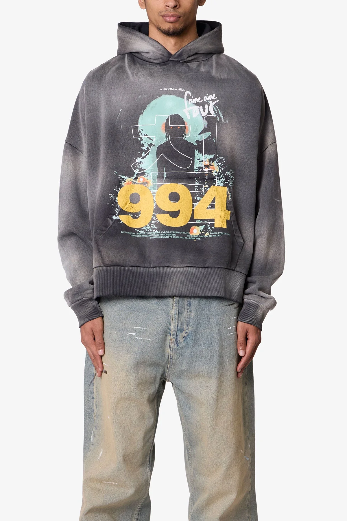 No Room in Hell Printed Hoodie | Washed Black - Image 2