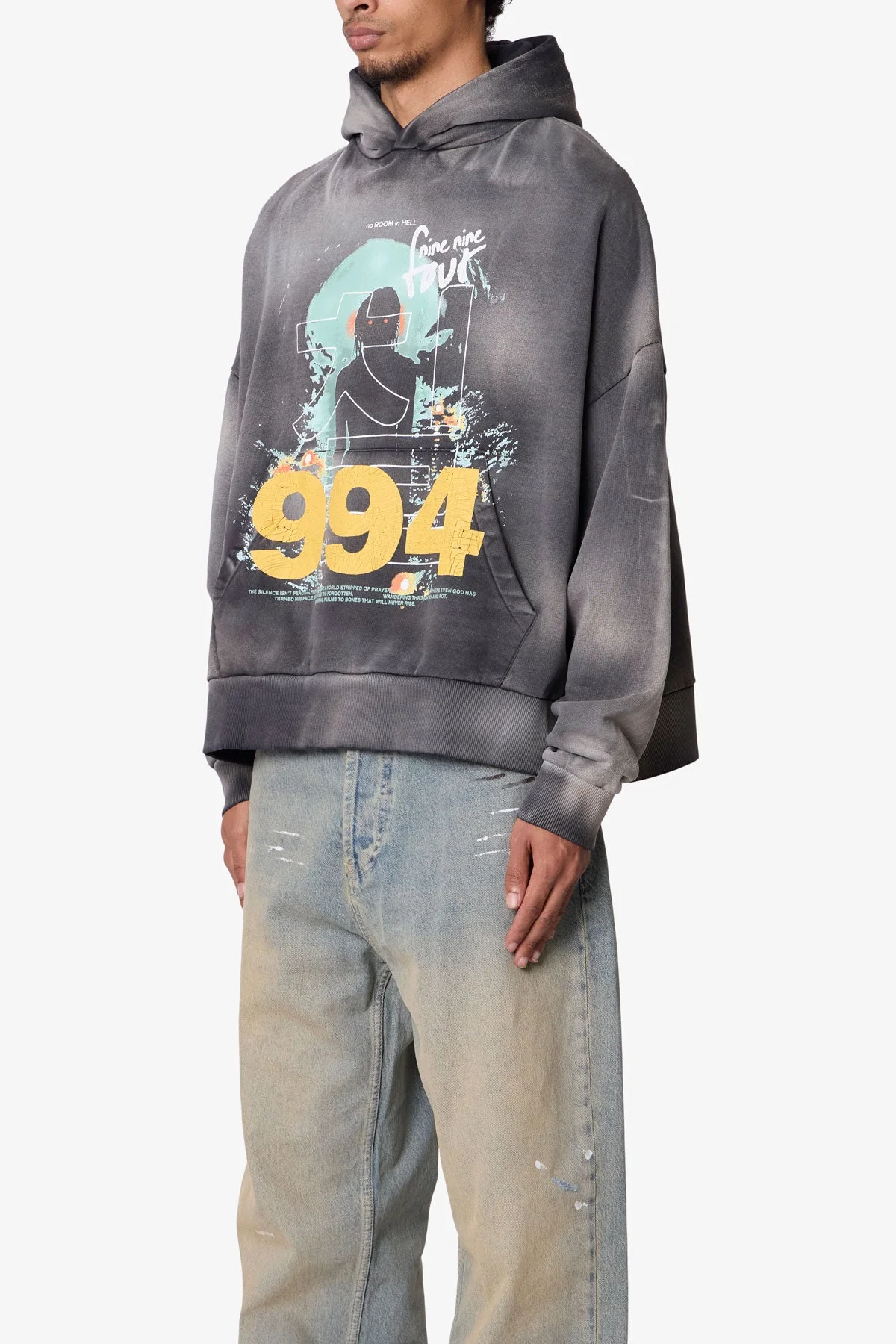 No Room in Hell Printed Hoodie | Washed Black - Image 3