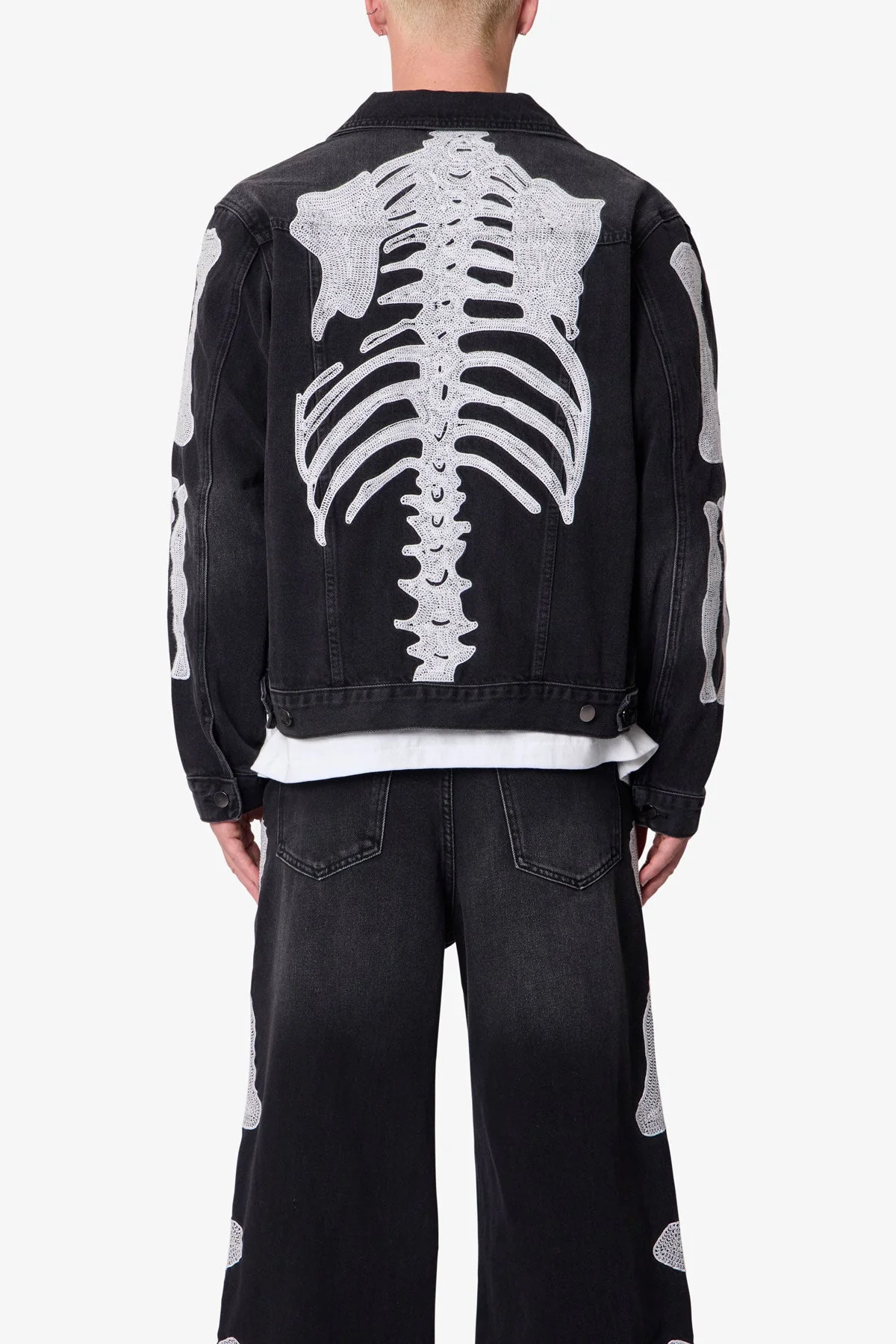 Skeleton Trucker Jacket | Washed Black - Image 2