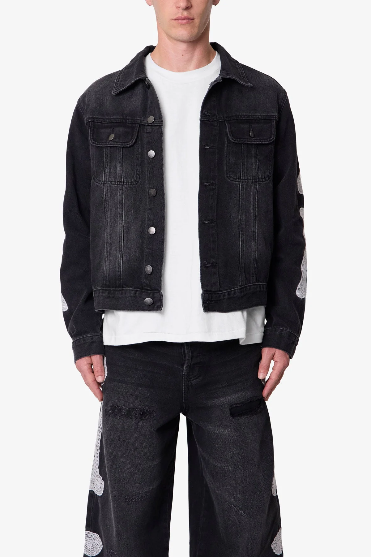 Skeleton Trucker Jacket | Washed Black - Image 3
