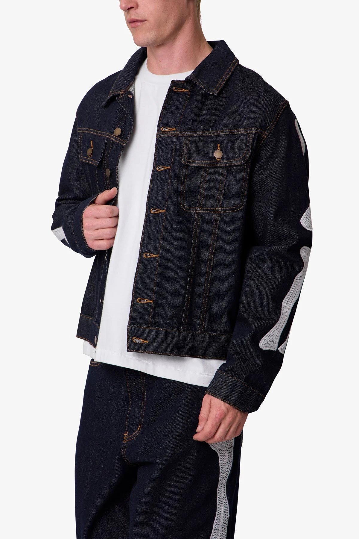 Skeleton Trucker Jacket | Washed Black - Image 7