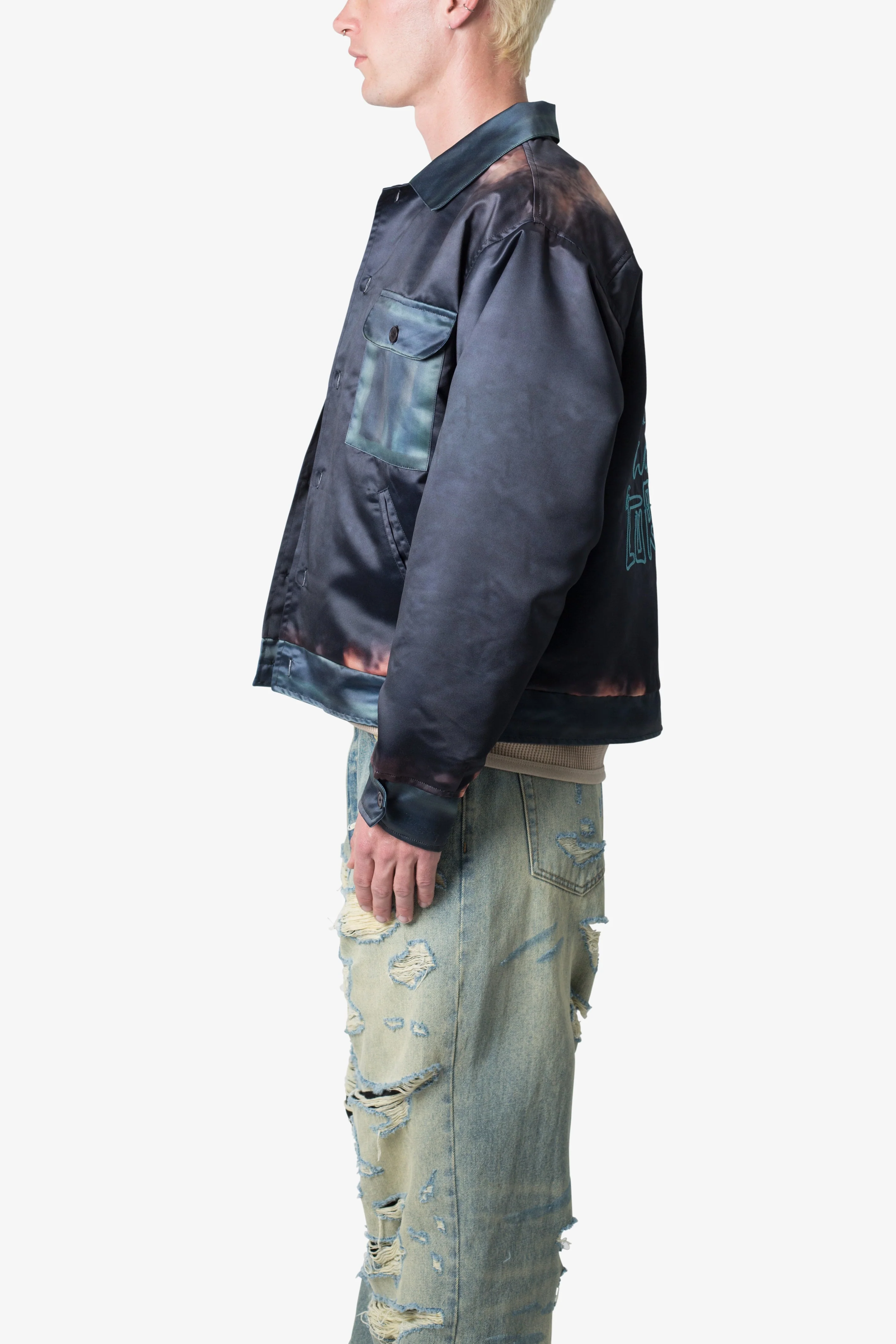 Satin Bomber Jacket | Washed Black - Image 4