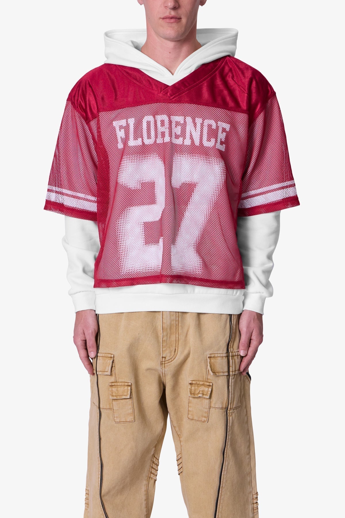 Layered Jersey Hoodie | Burgundy - Image 2