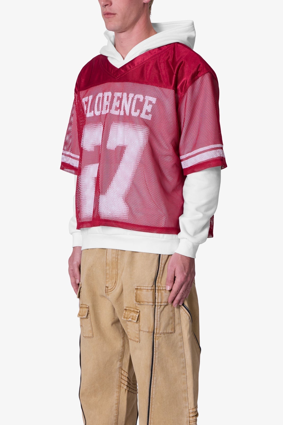 Layered Jersey Hoodie | Burgundy - Image 3