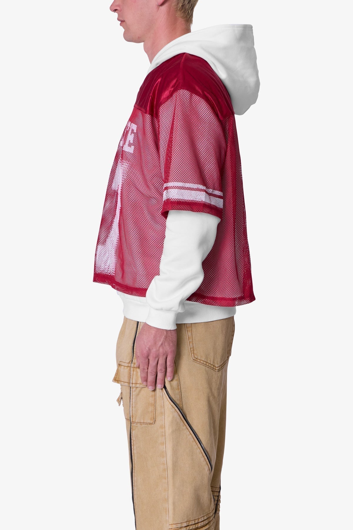 Layered Jersey Hoodie | Burgundy - Image 4