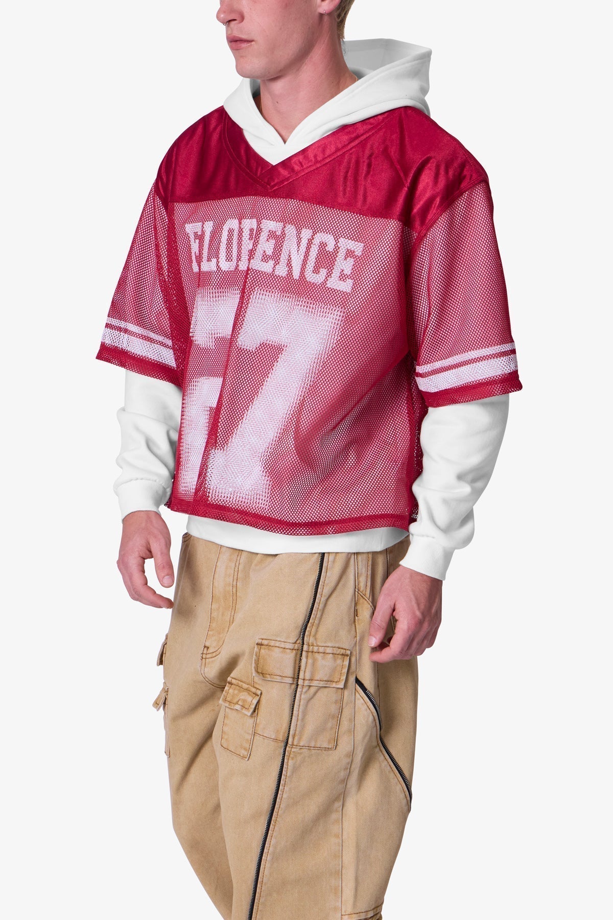 Layered Jersey Hoodie | Burgundy - Image 6