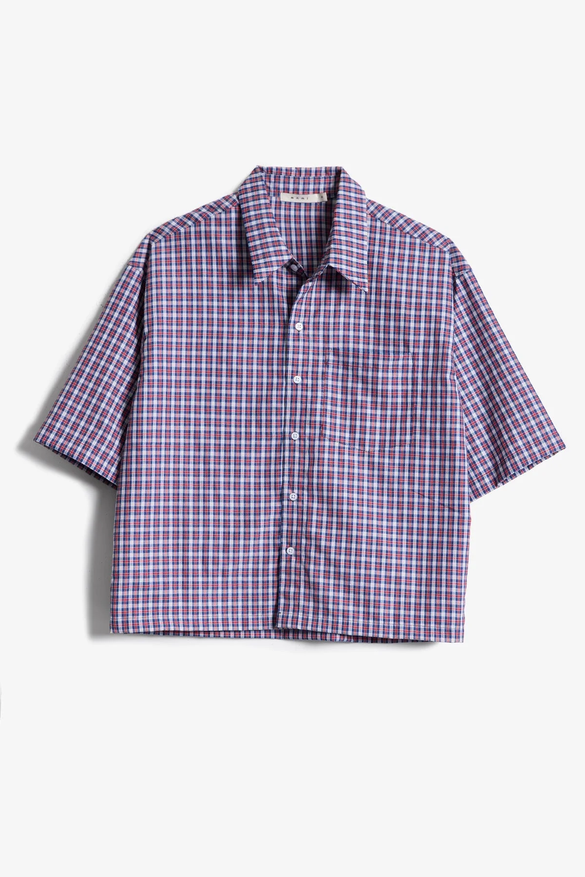 Crispy Poplin Over Shirt | Red/Blue - Image 3