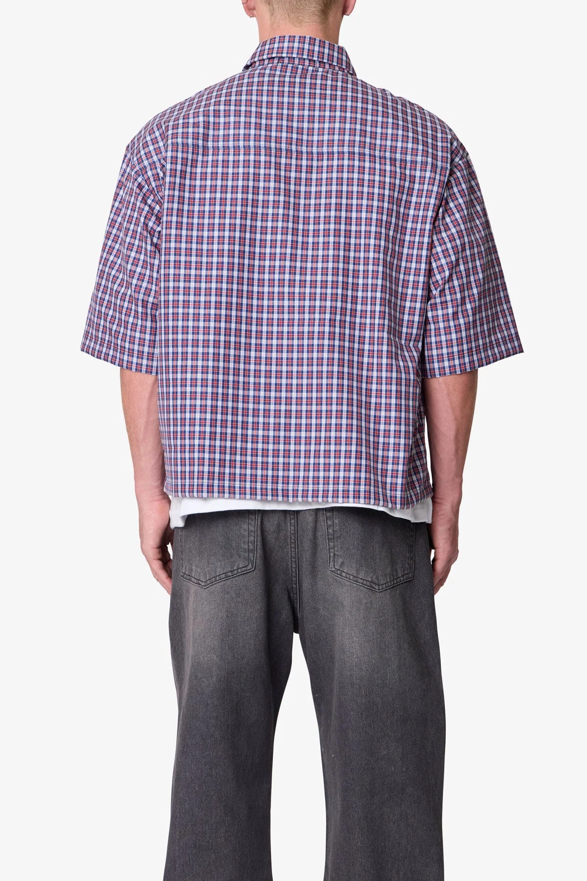 Crispy Poplin Over Shirt | Red/Blue - Image 6