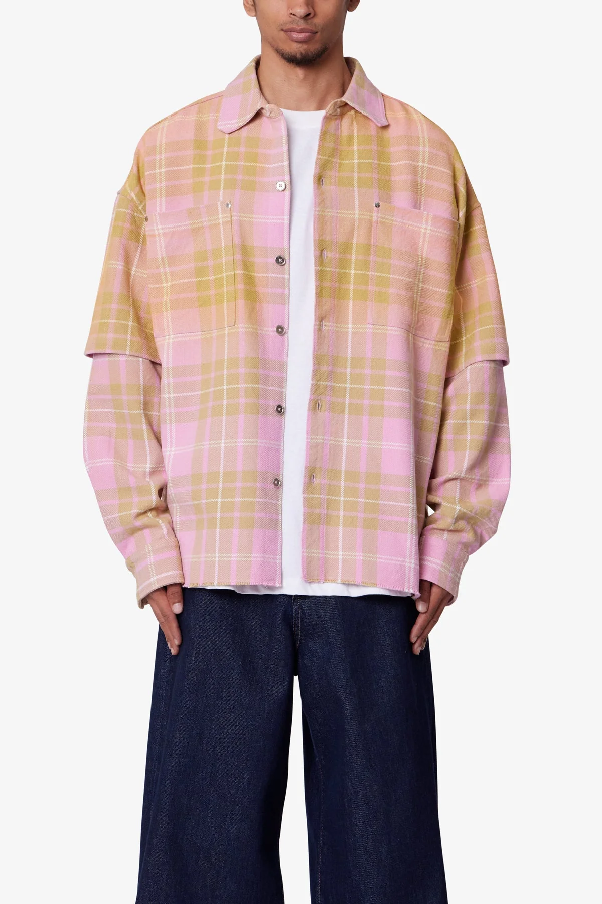 Dip Fade Flannel Shirt | Pink - Image 2