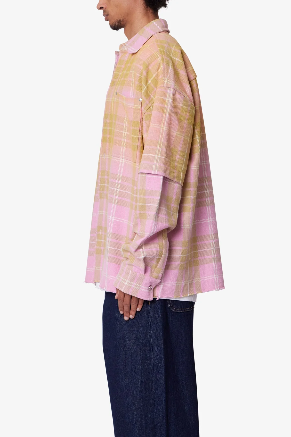Dip Fade Flannel Shirt | Pink - Image 4