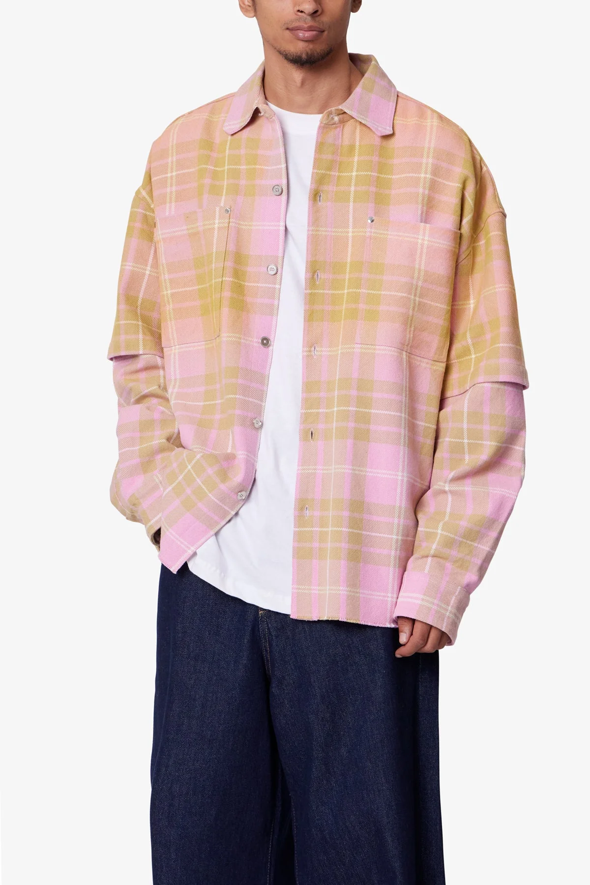 Dip Fade Flannel Shirt | Pink - Image 7
