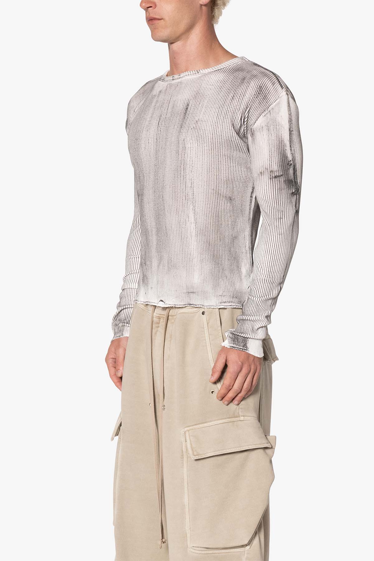Heavy Knit Washed L/S Tee | Grey - Image 3