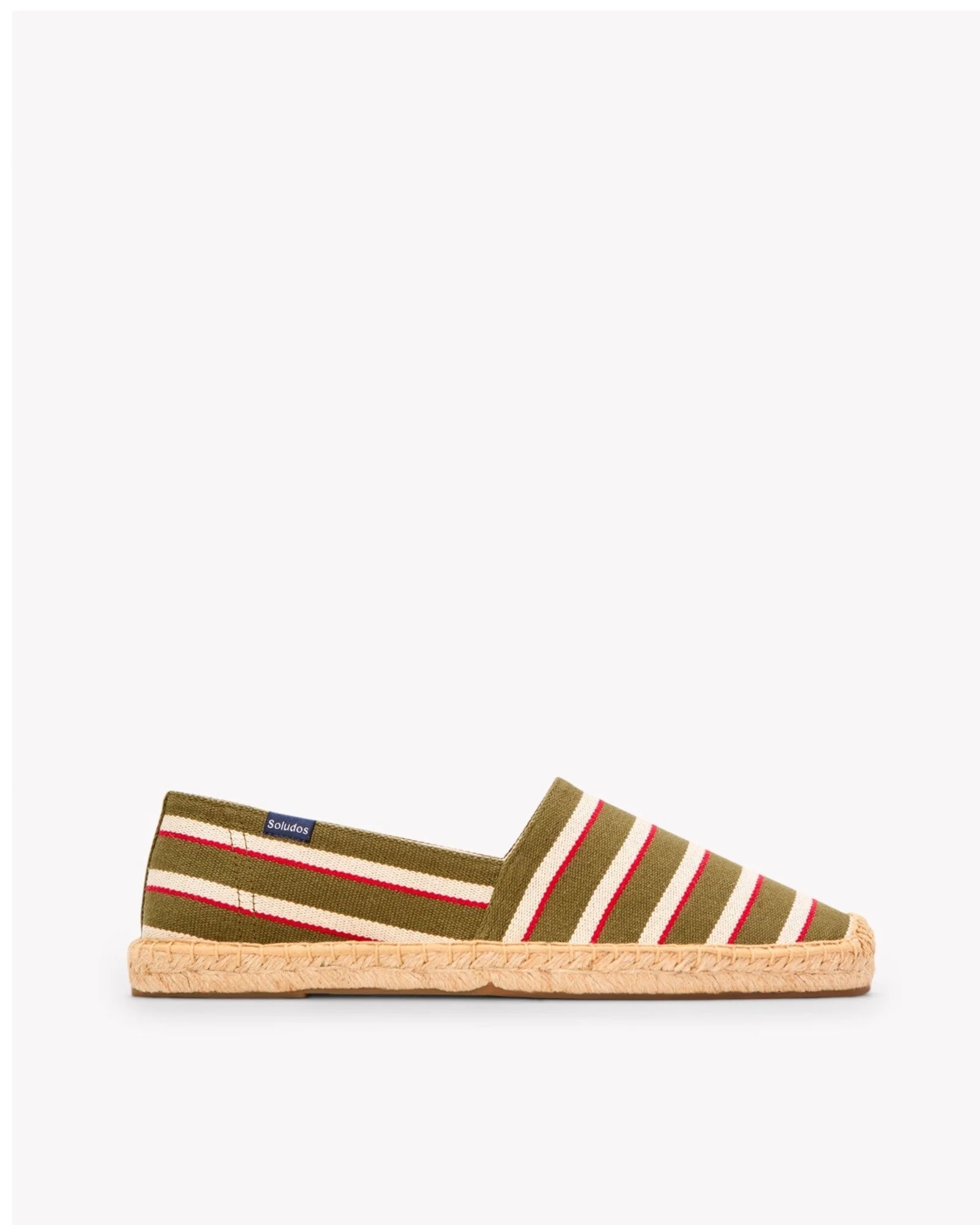 Mens | Original Espadrille | Woven Stripe | Classic - Olive - Ivory - Red