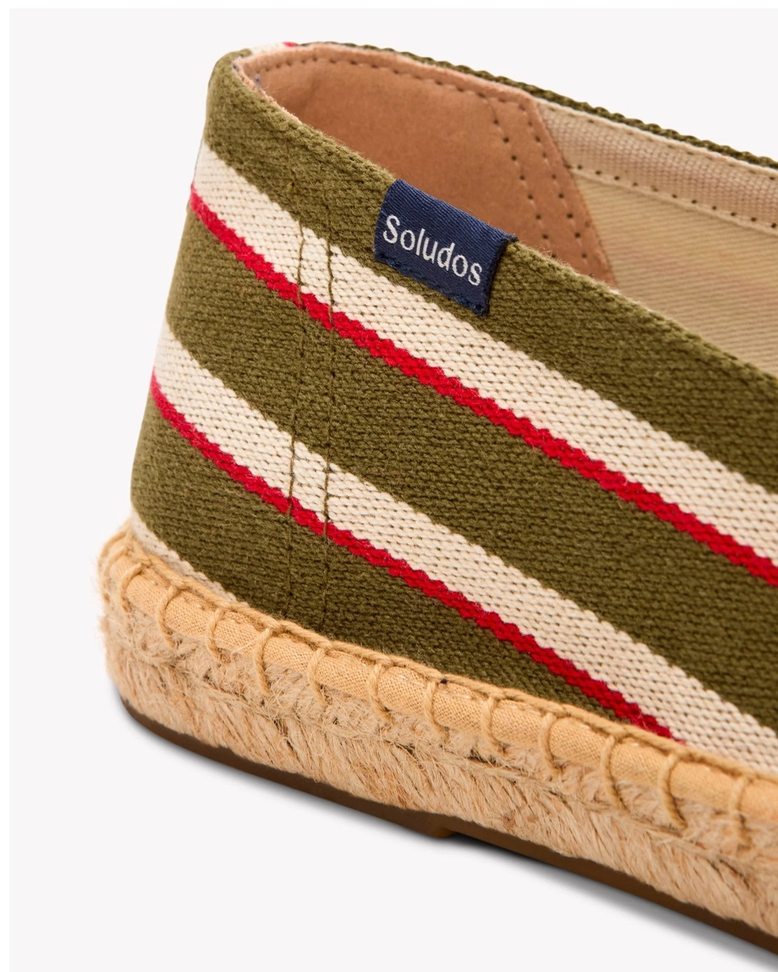 Mens | Original Espadrille | Woven Stripe | Classic - Olive - Ivory - Red - Image 5