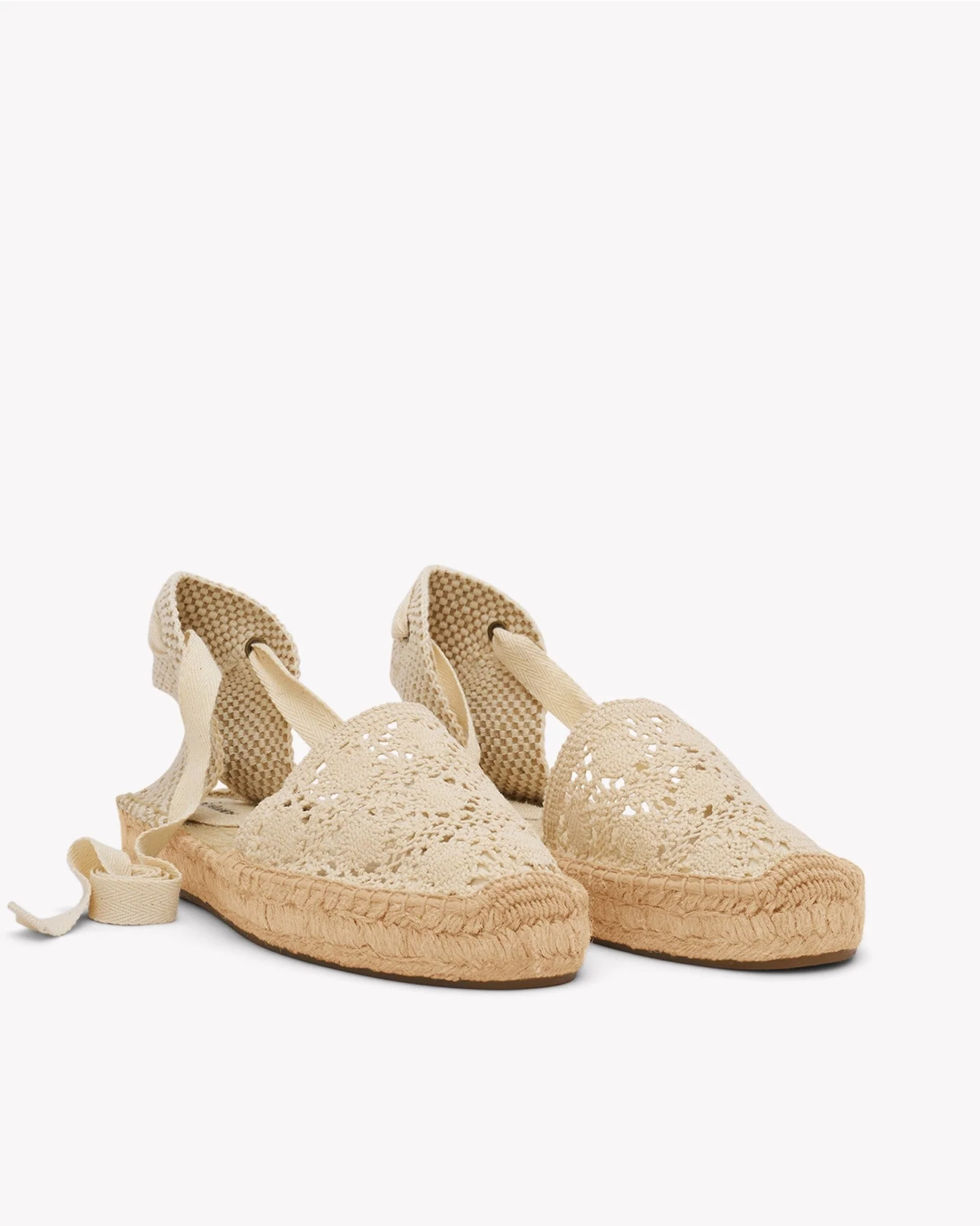 Womens | Lauren Lace Up Espadrille | Crochet | La Concha Ivory - Image 3
