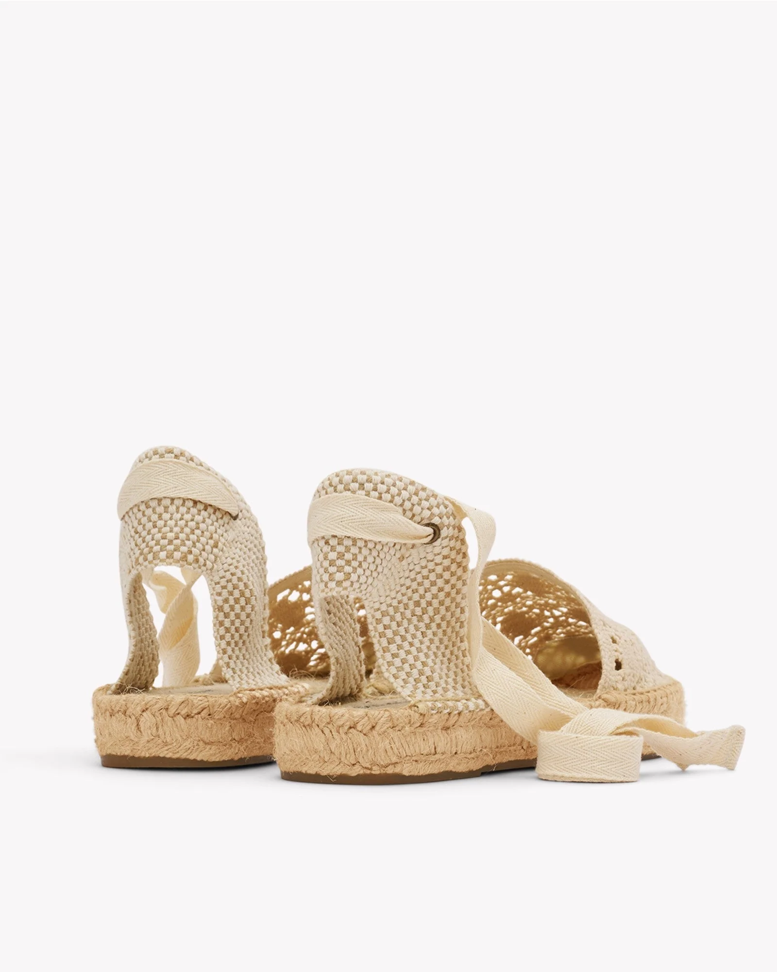 Womens | Lauren Lace Up Espadrille | Crochet | La Concha Ivory - Image 4