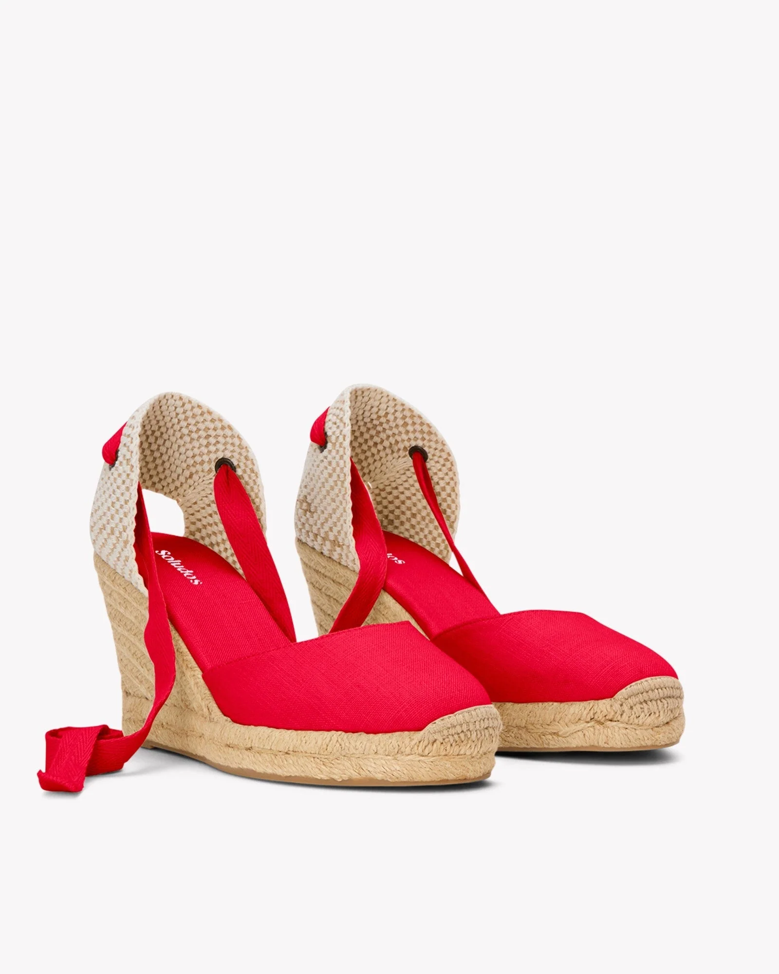 Womens | Marseille Wedge Espadrille | Linen Color | Flamenco Red - Image 3