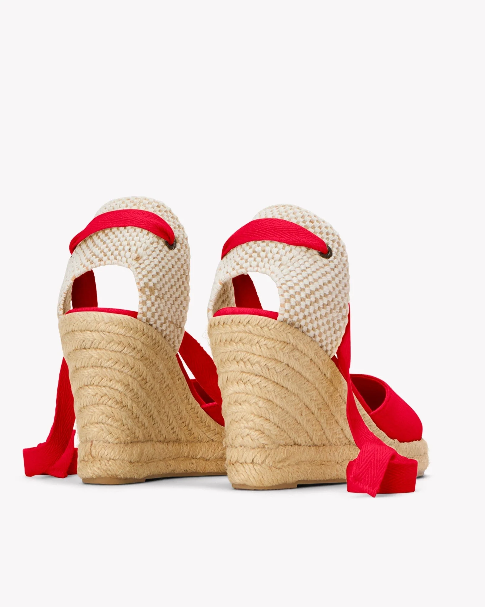 Womens | Marseille Wedge Espadrille | Linen Color | Flamenco Red - Image 4