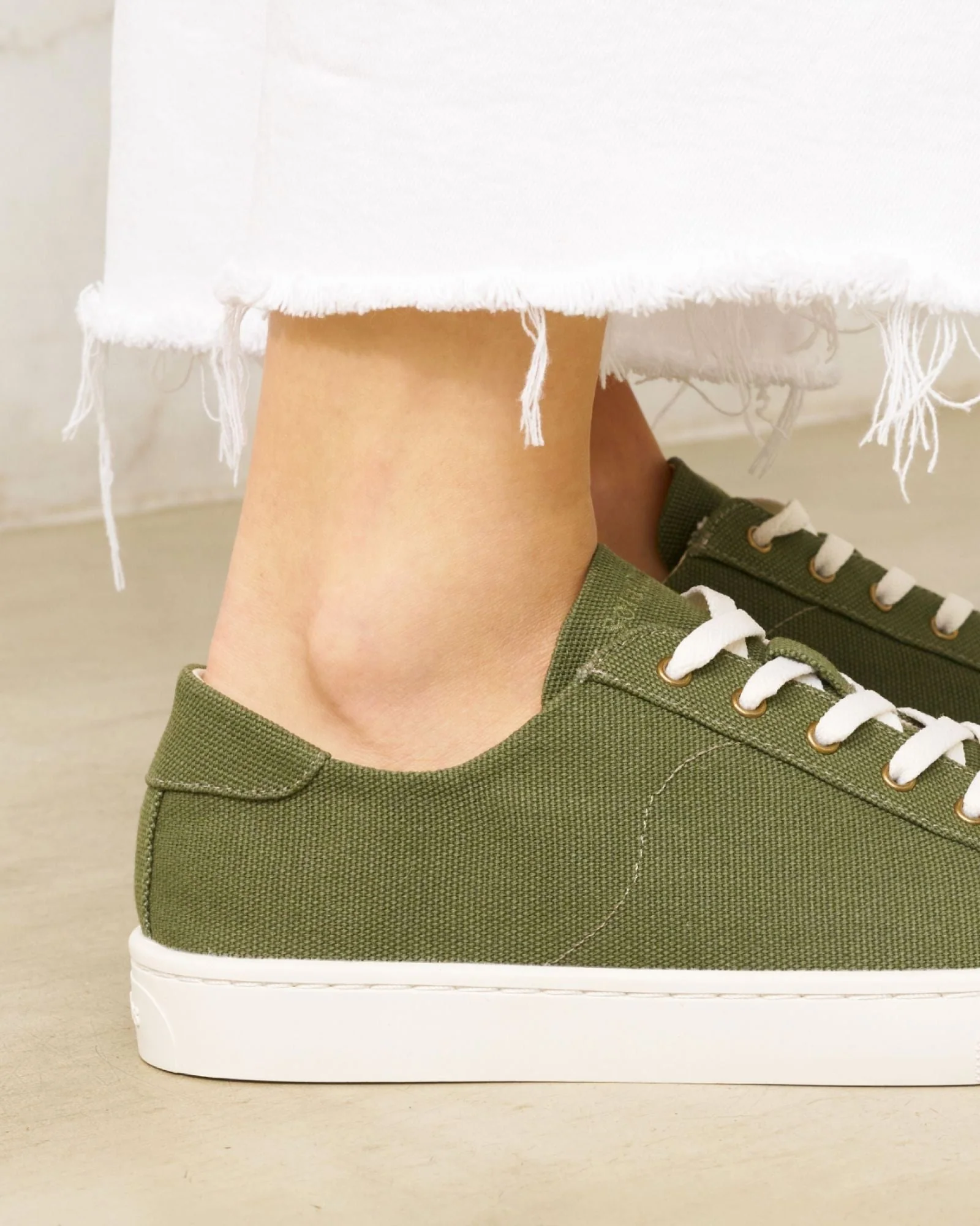 Womens | Ibiza Canvas Sneaker | Oliva Green - Image 3