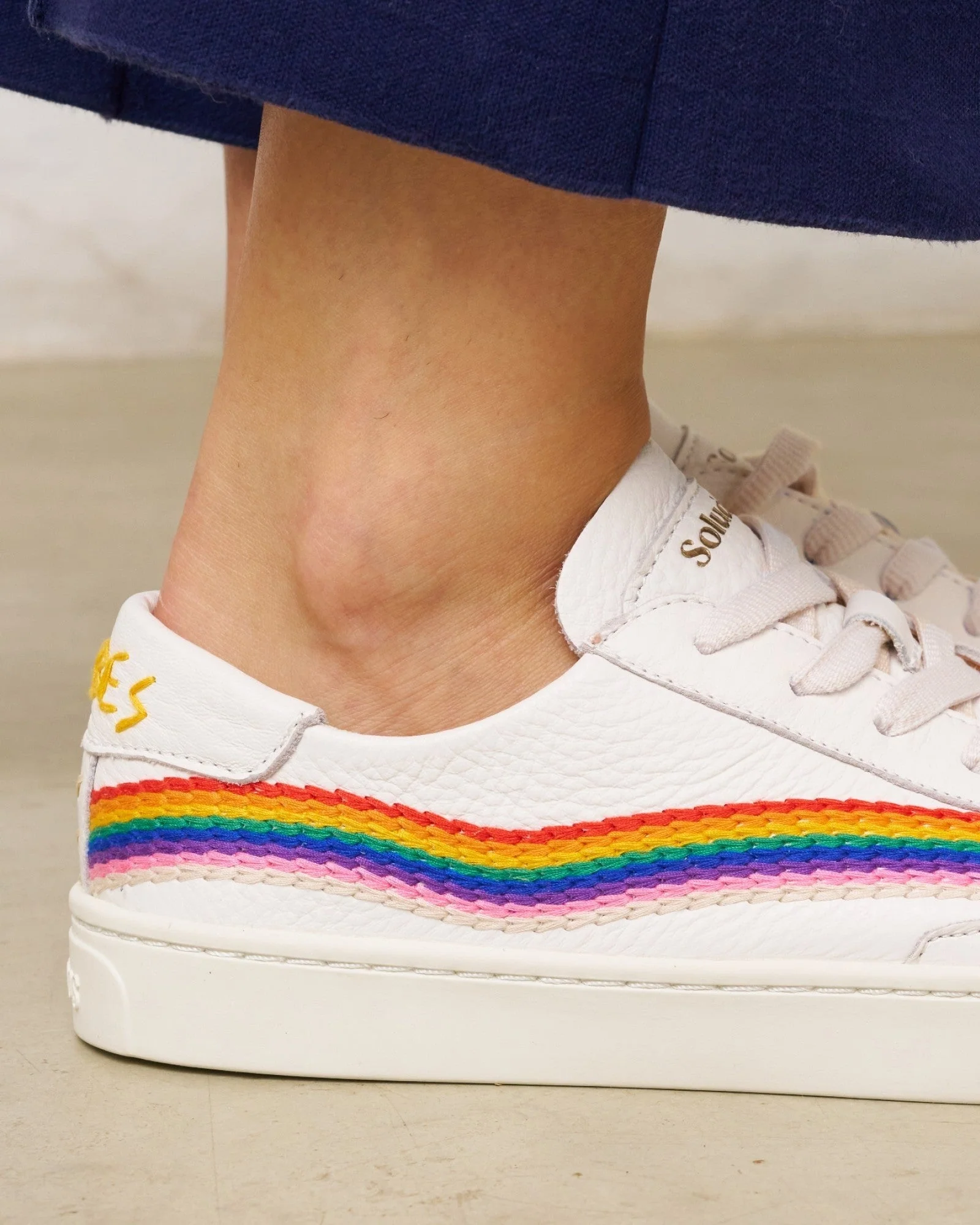 Womens | Ibiza Classic Sneaker | Embroidery | Rainbow Wave - Oasis White - Image 4