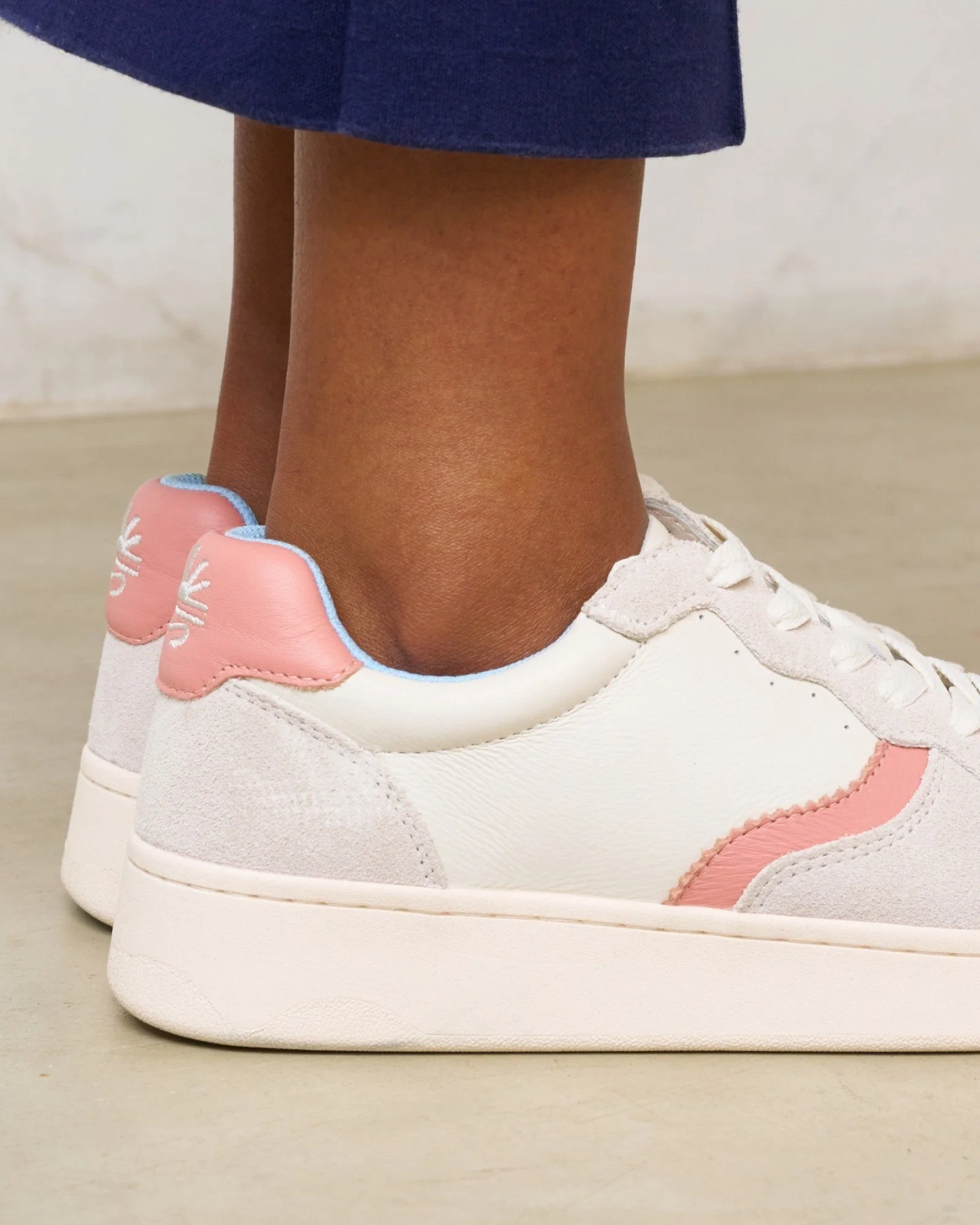 Womens | Roma Retro Sneaker | White - Pink - Light Blue - Image 5