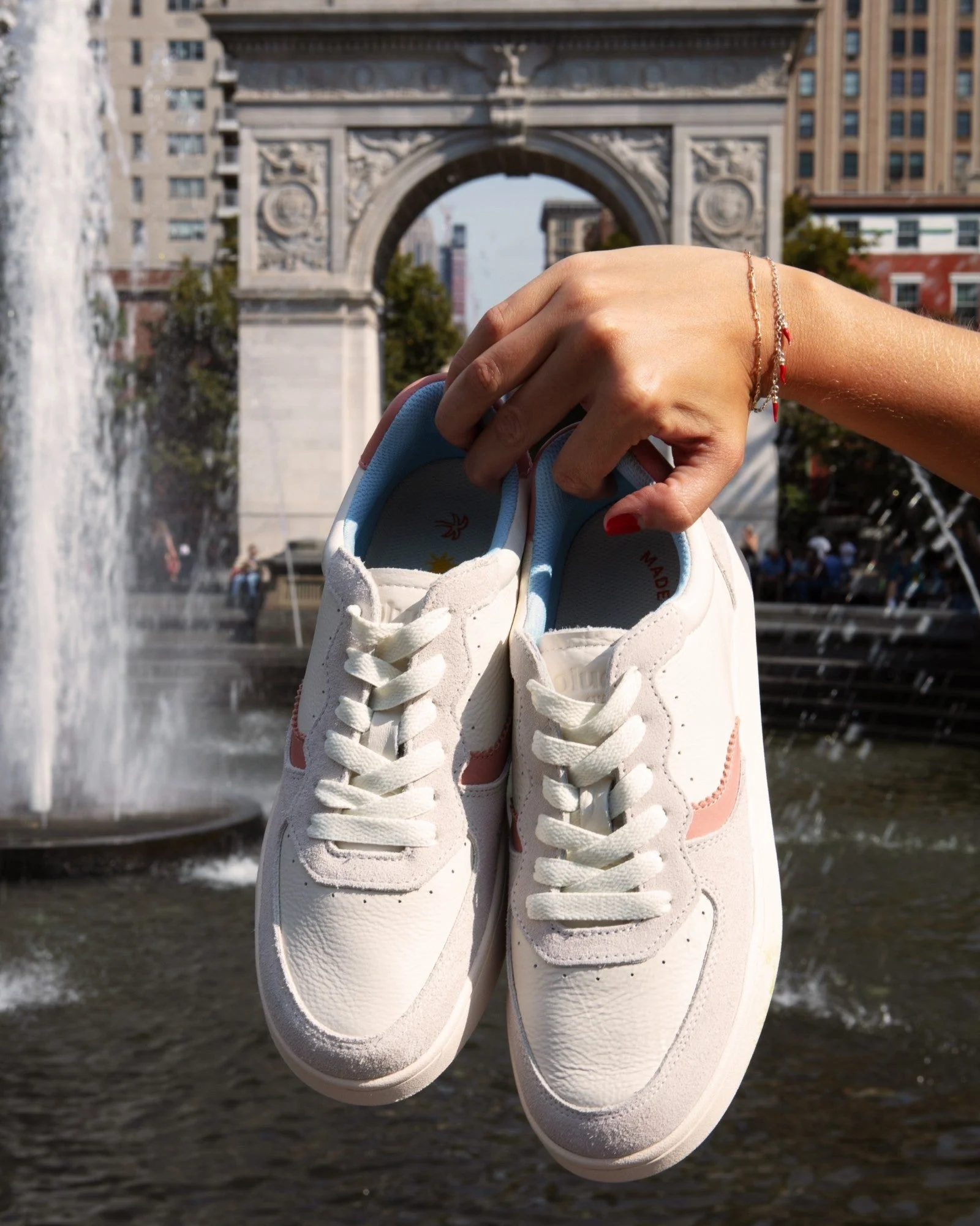 Womens | Roma Retro Sneaker | White - Pink - Light Blue - Image 6