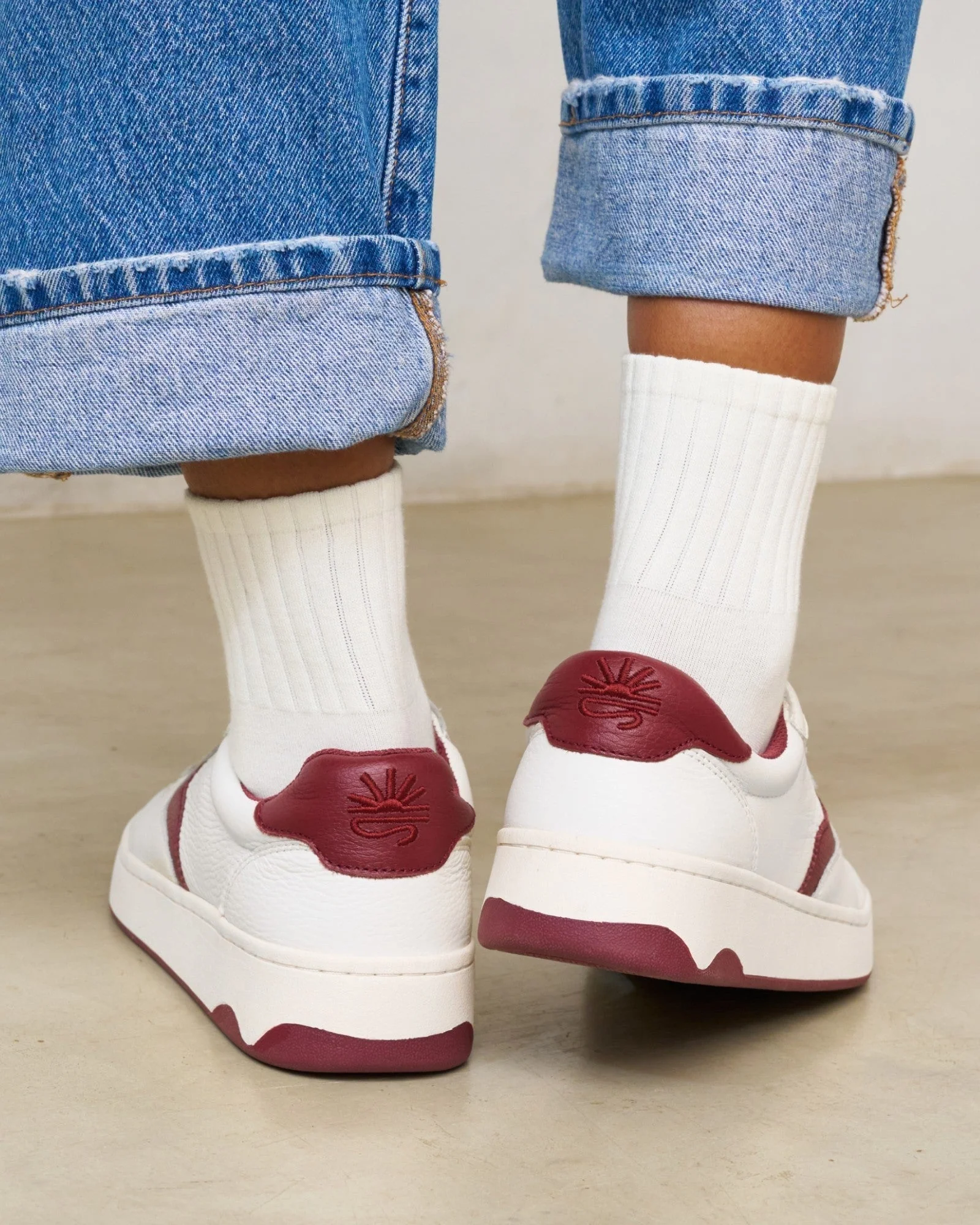 Womens | Roma Retro Sneaker | White - Wine - Image 2